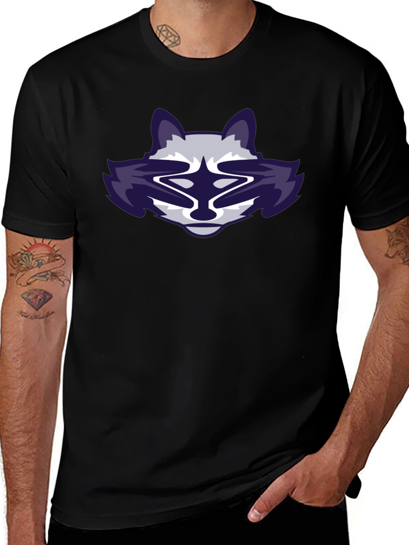 Cool Raccoon Graphic Black T-Shirt
