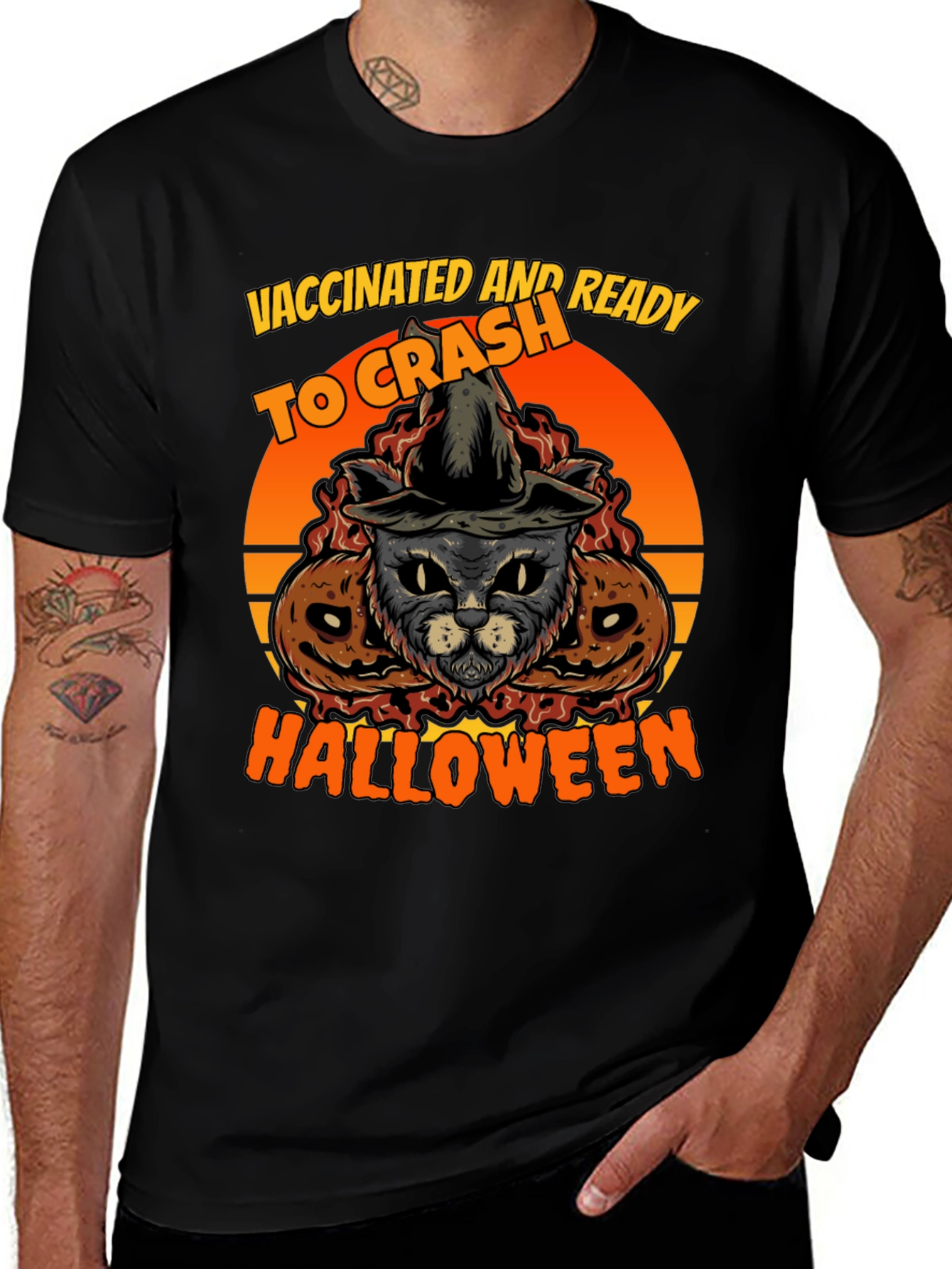 Vaccinated Halloween Cat T-Shirt