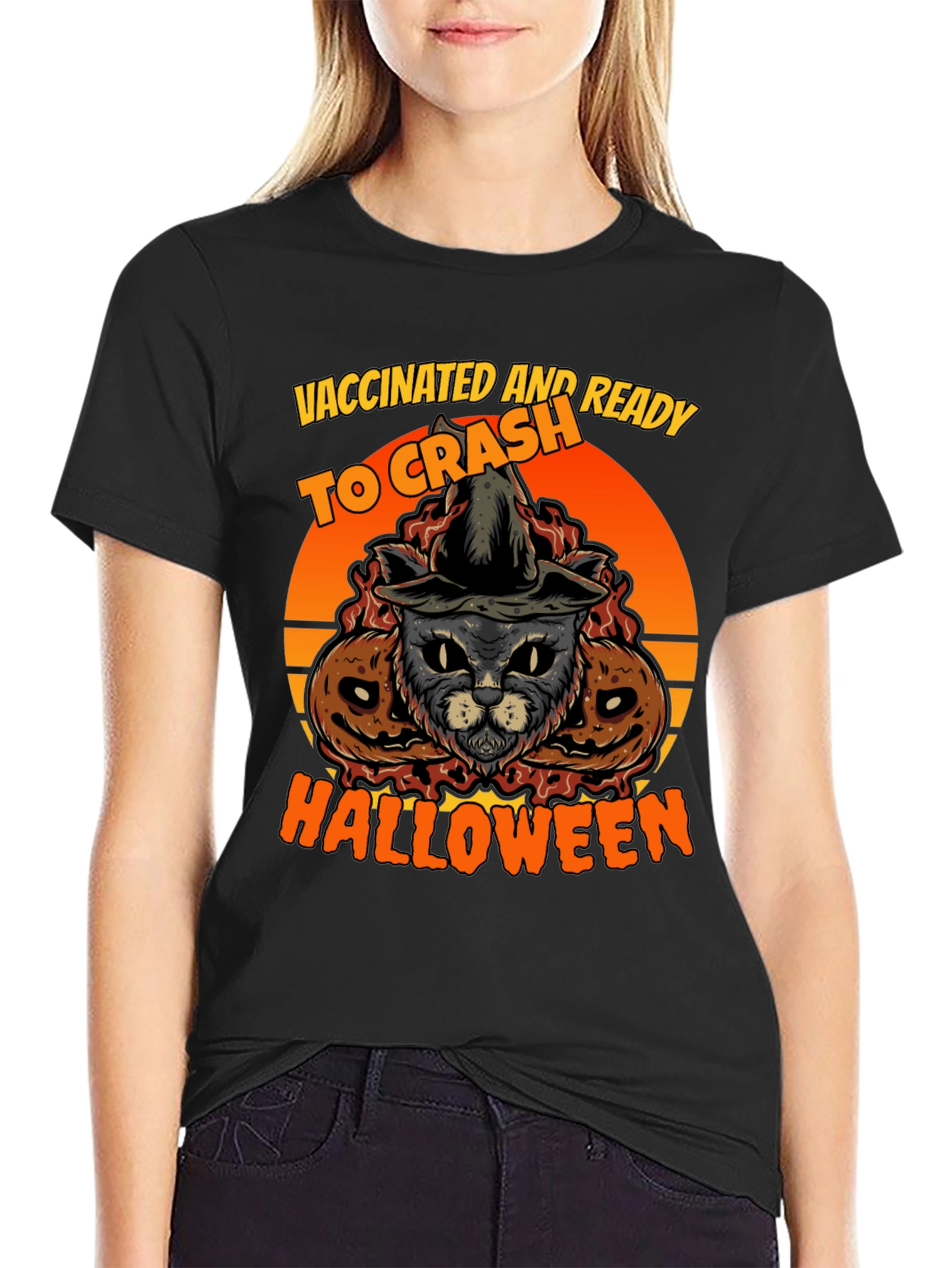 Vaccinated Halloween Cat T-Shirt