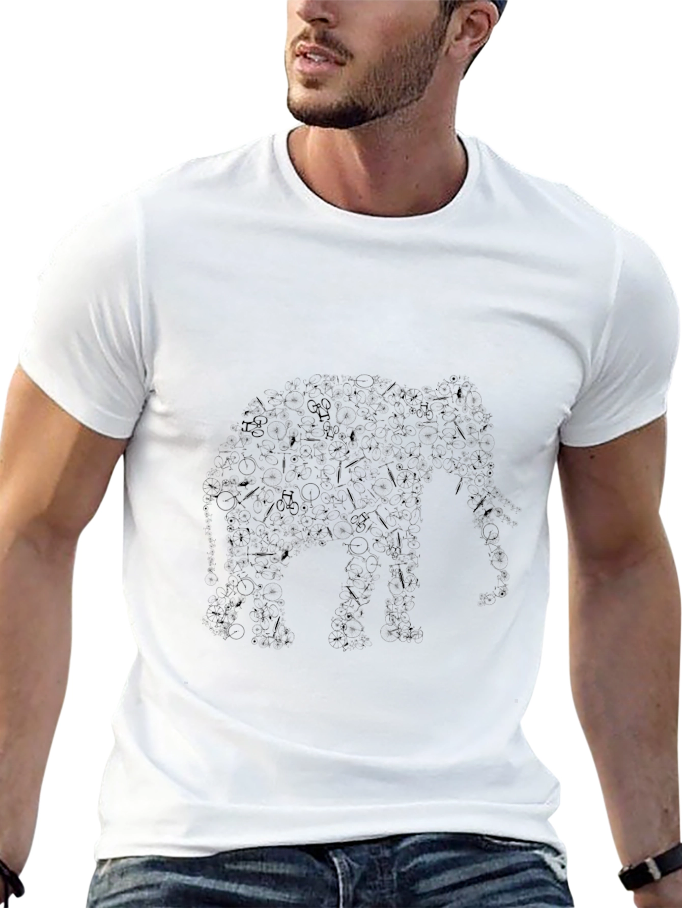 Elephant Art Print Black T-Shirt