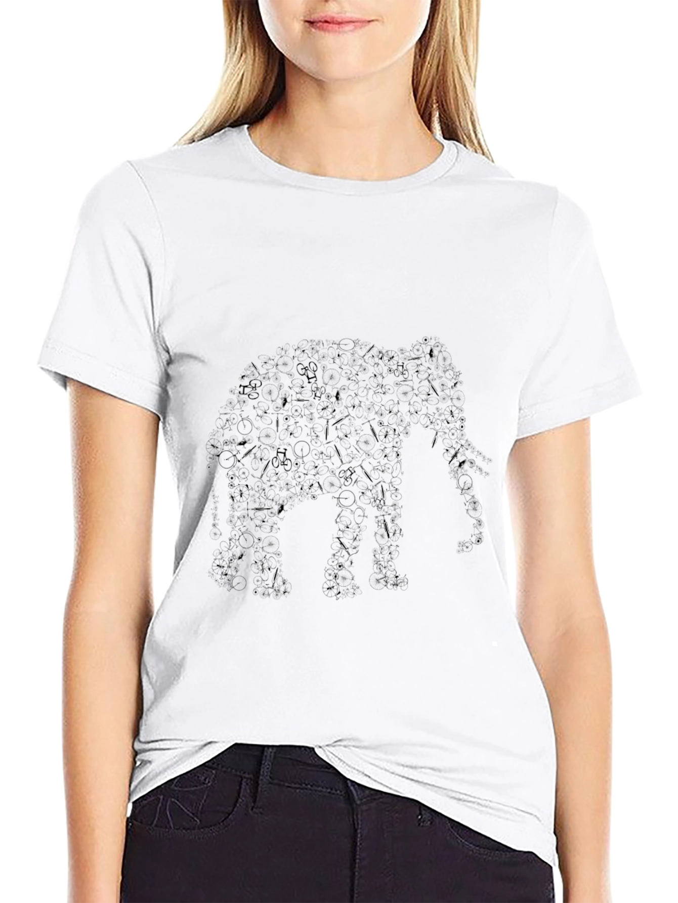 Elephant Art Print Black T-Shirt
