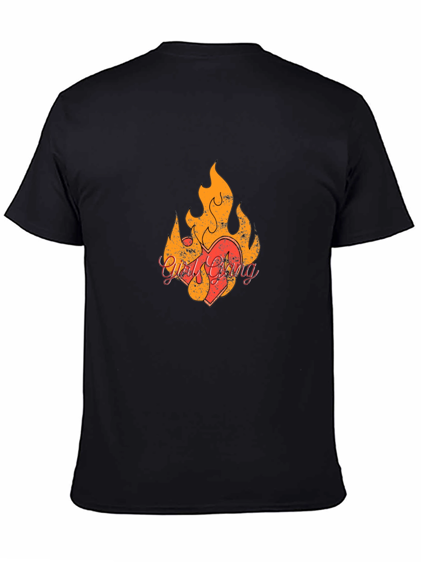 Fiery Heart Graphic Black T-Shirt
