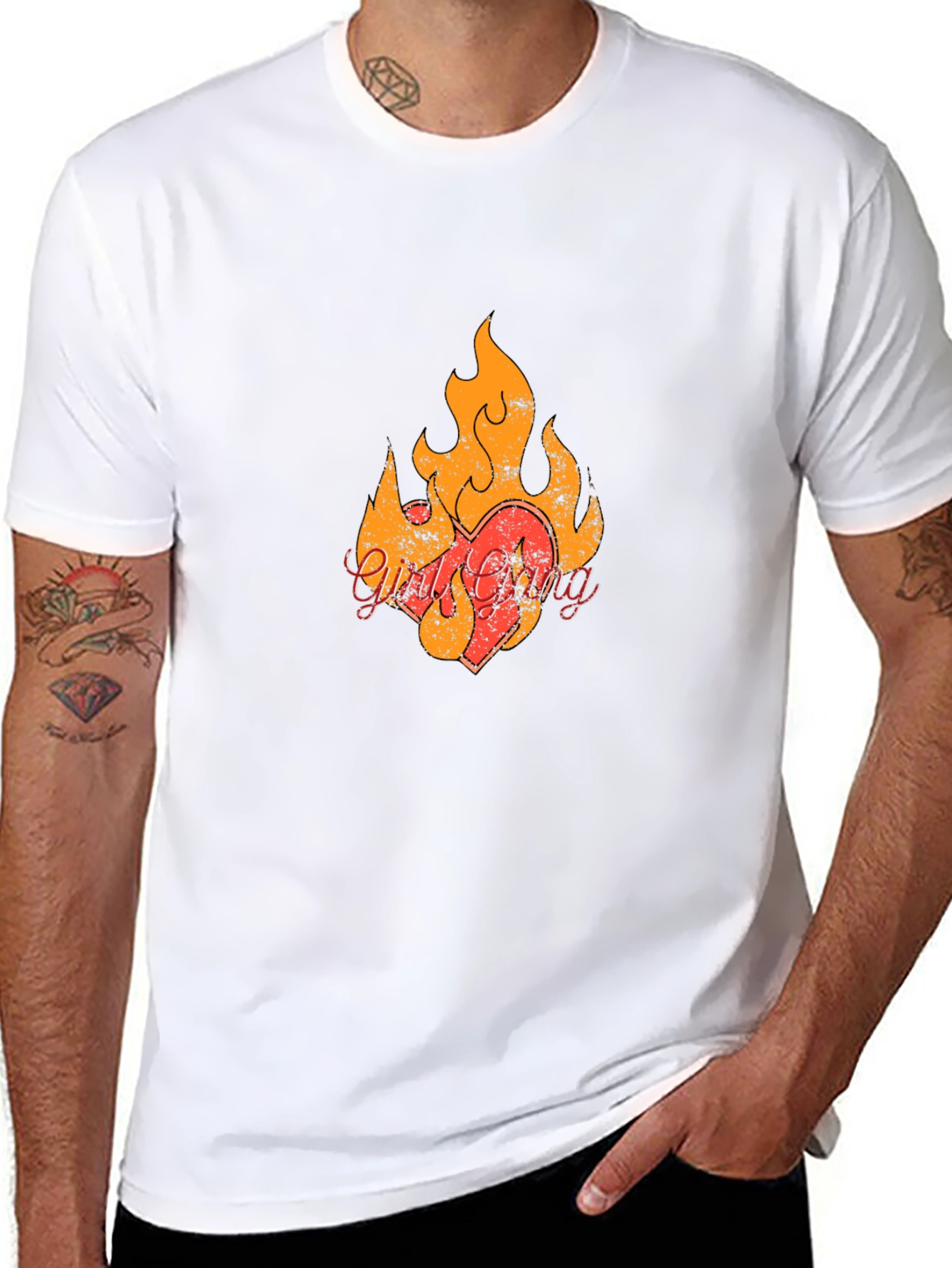 Fiery Heart Graphic Black T-Shirt