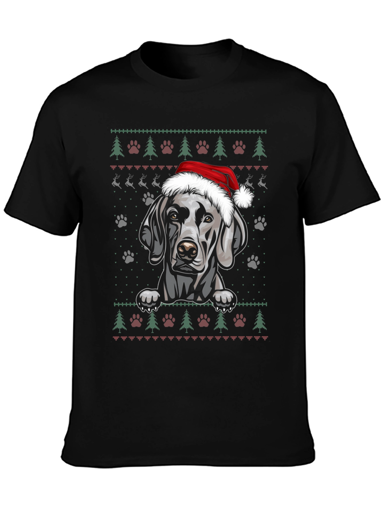Festive Weimaraner Dog Christmas T-Shirt