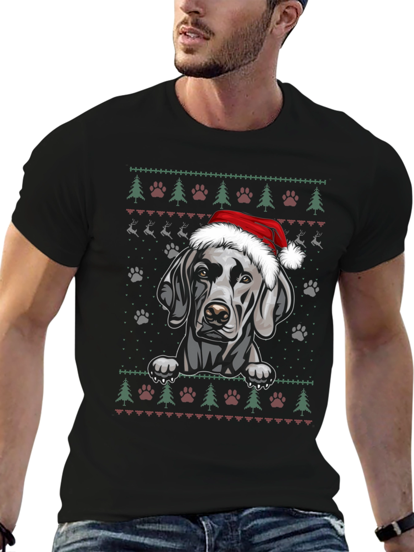 Festive Weimaraner Dog Christmas T-Shirt