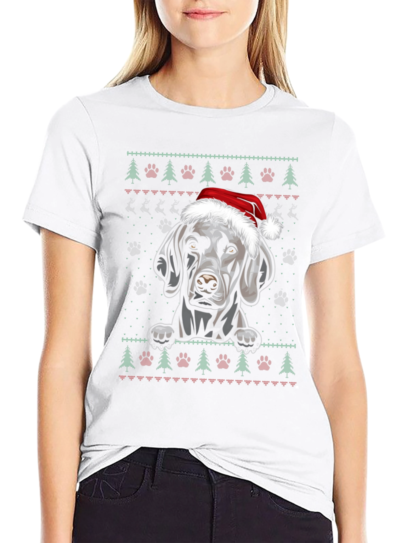 Festive Weimaraner Dog Christmas T-Shirt