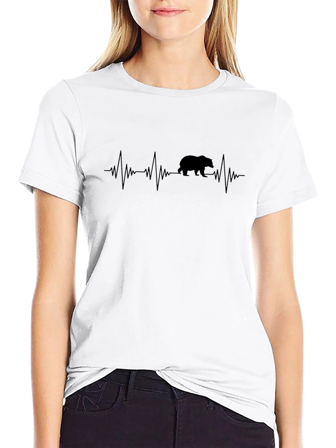 Bear Heartbeat Graphic Tee - Mens Black T-Shirt