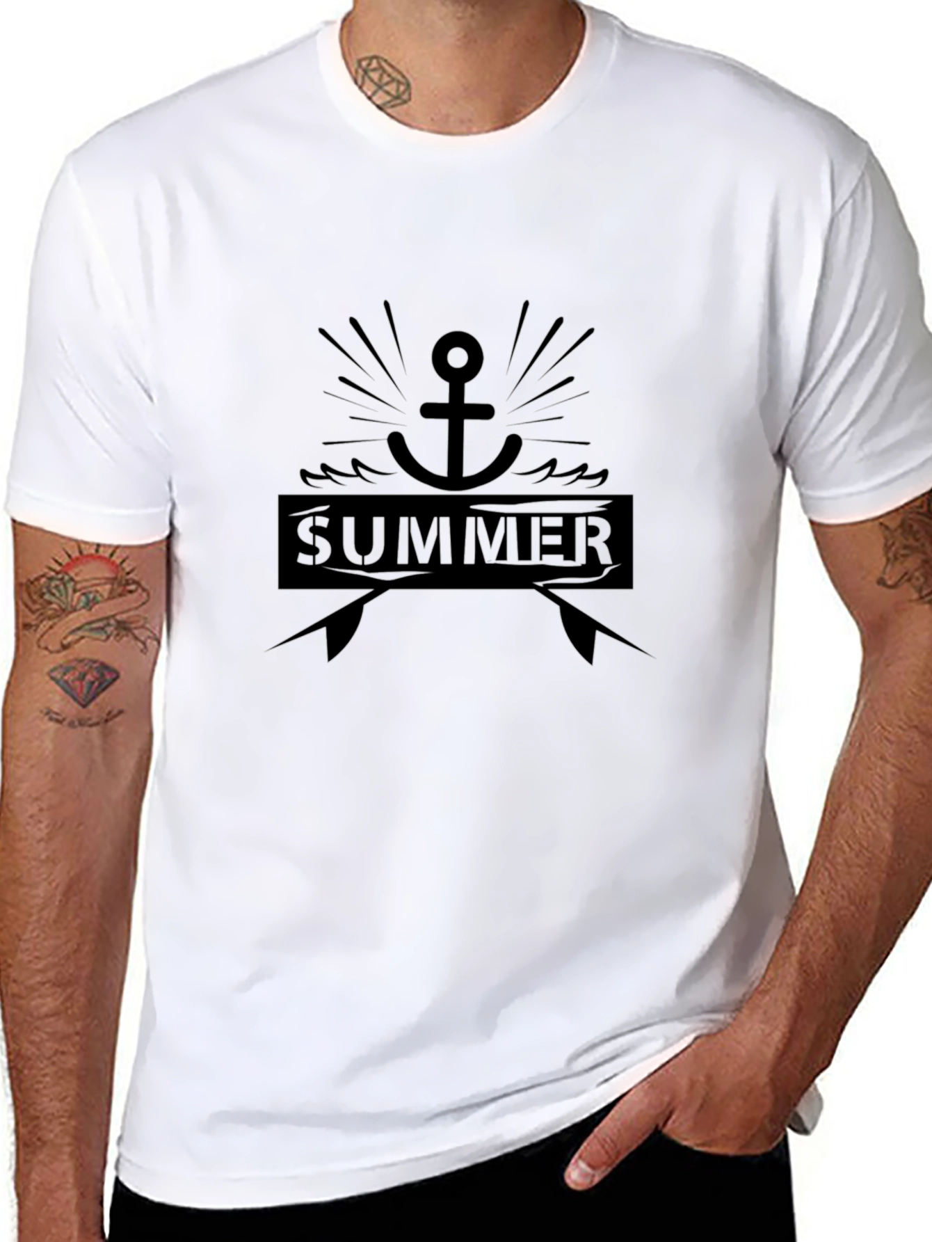 Summer Anchor Graphic Black T-Shirt
