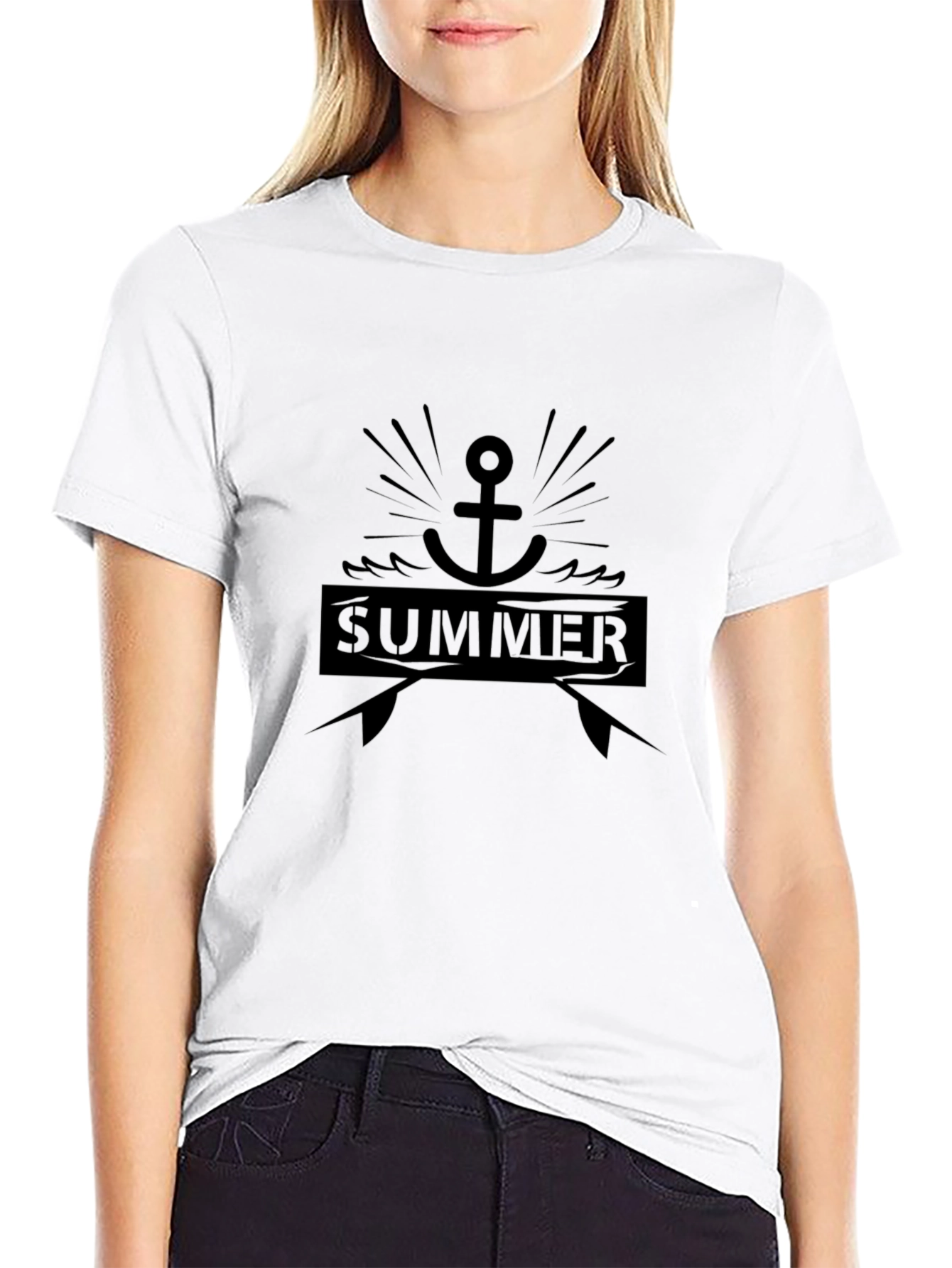 Summer Anchor Graphic Black T-Shirt