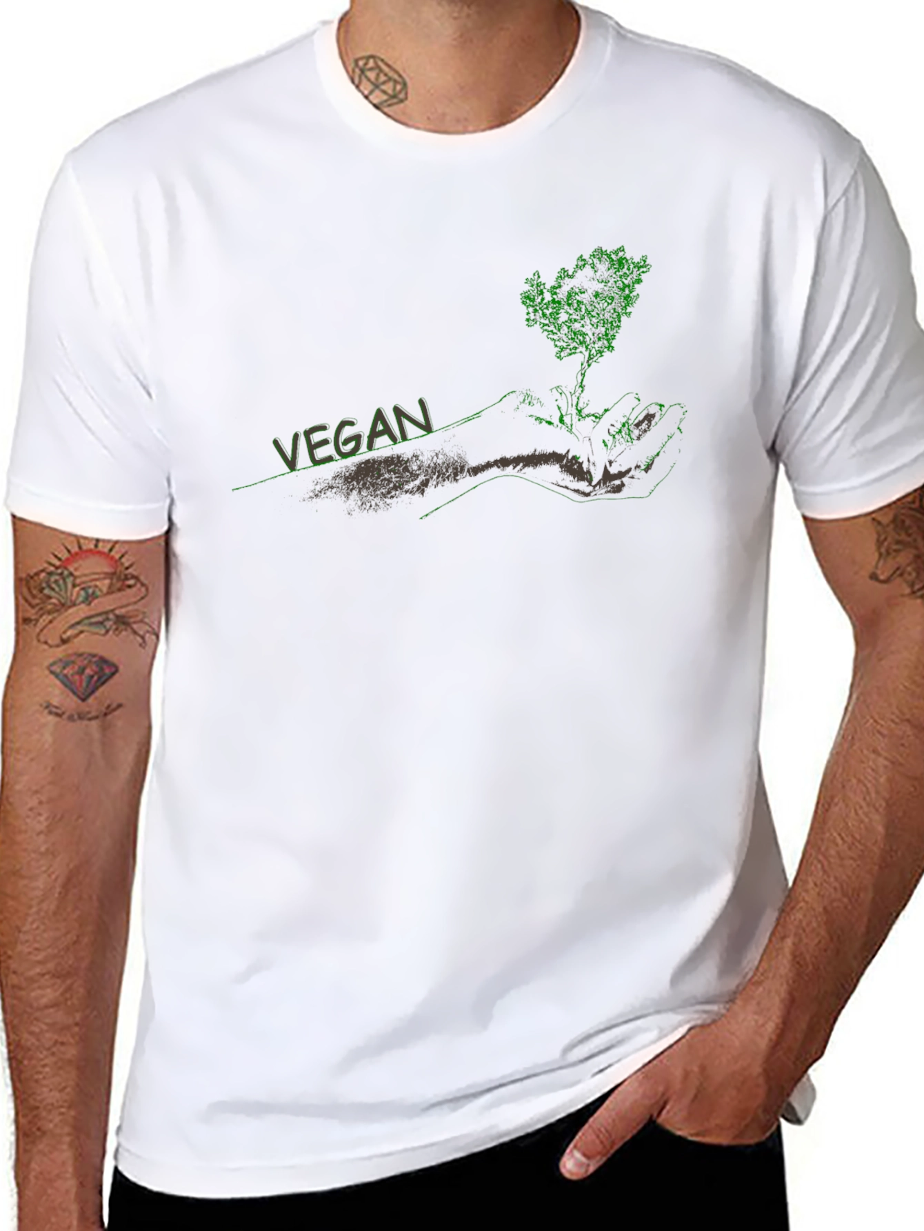Vegan Tree Graphic Black T-Shirt