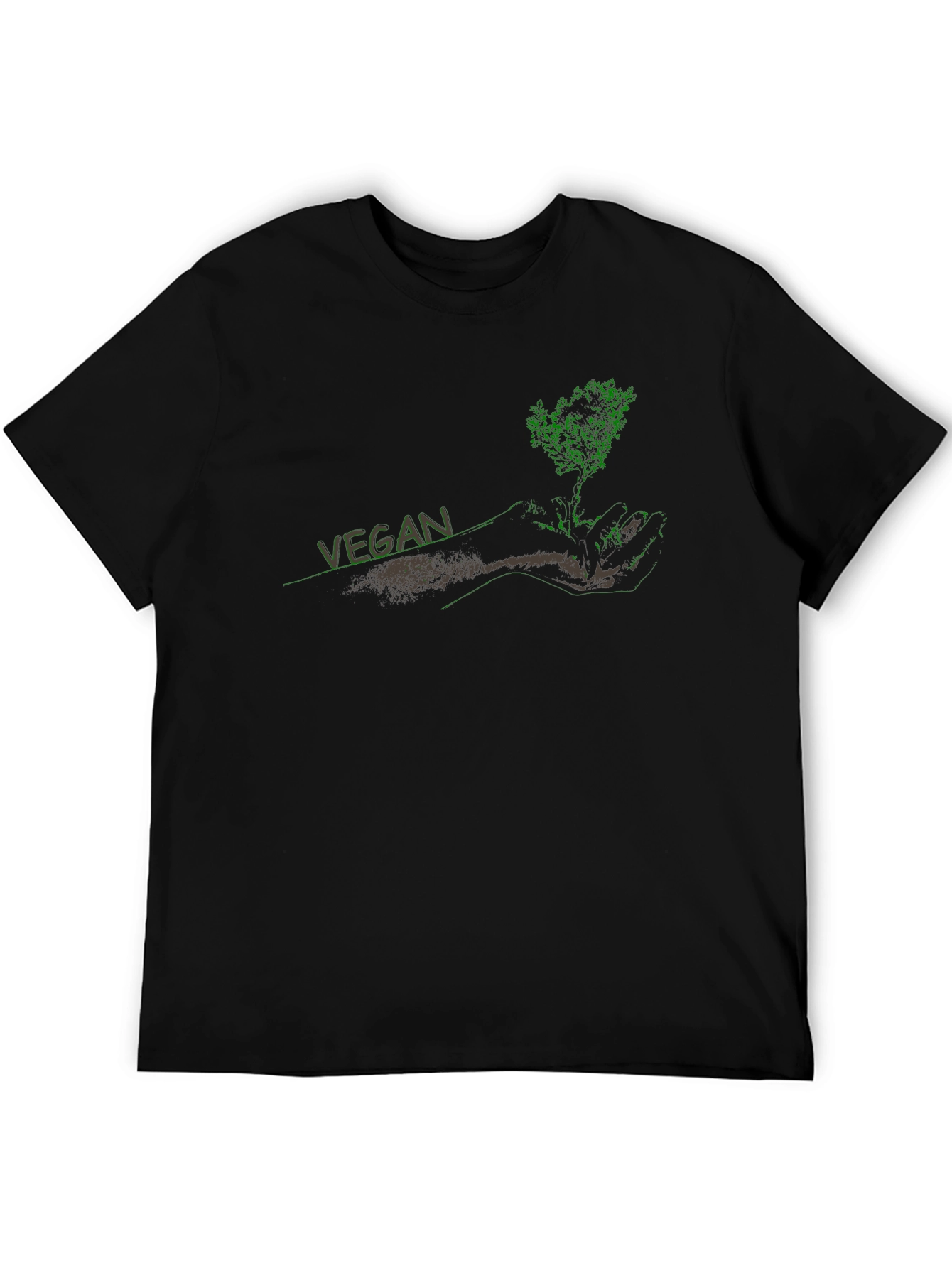 Vegan Tree Graphic Black T-Shirt