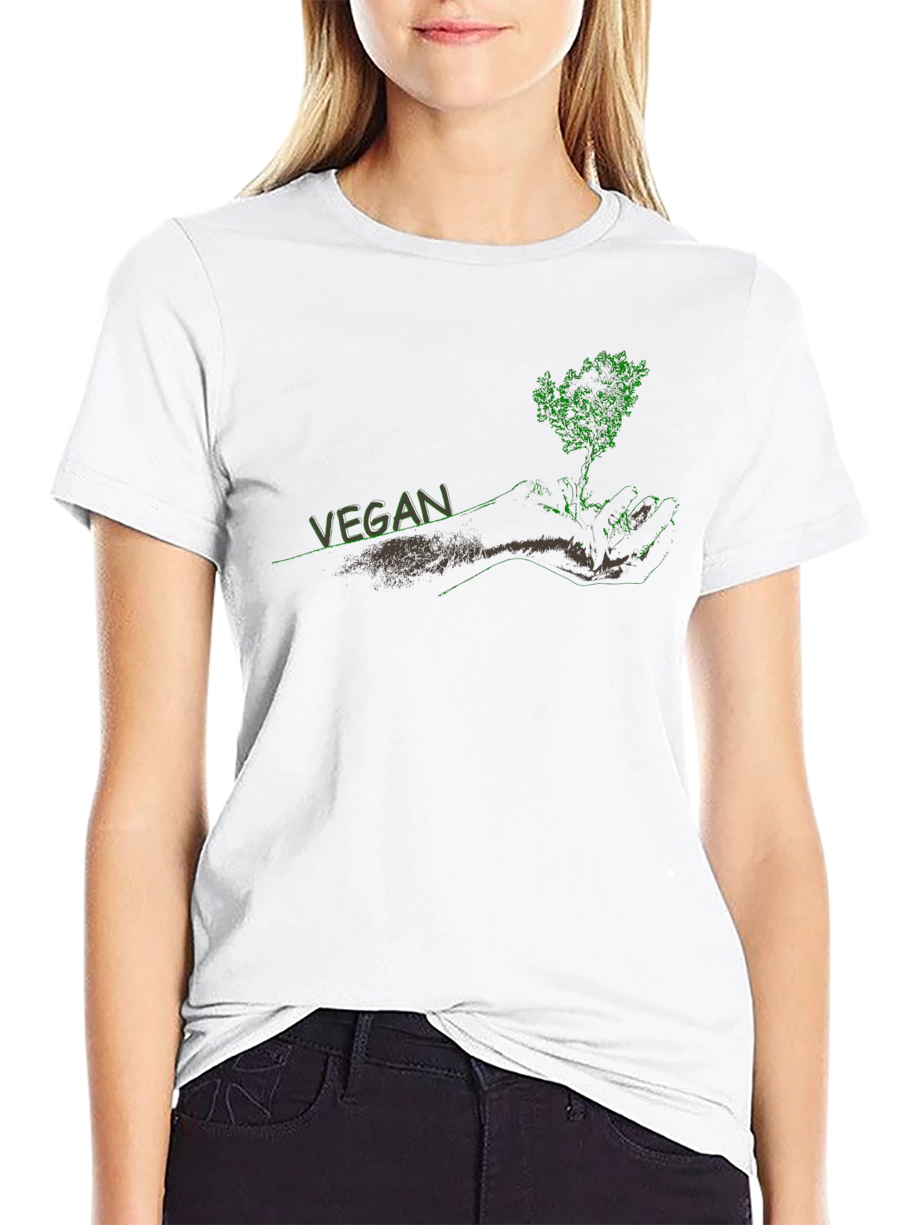 Vegan Tree Graphic Black T-Shirt