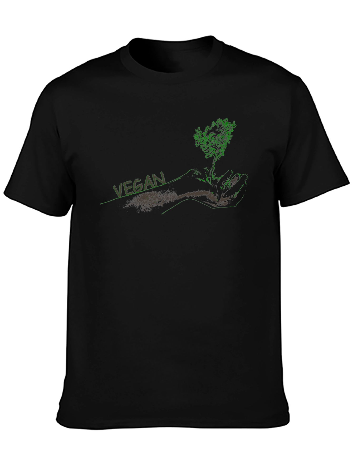 Vegan Tree Graphic Black T-Shirt