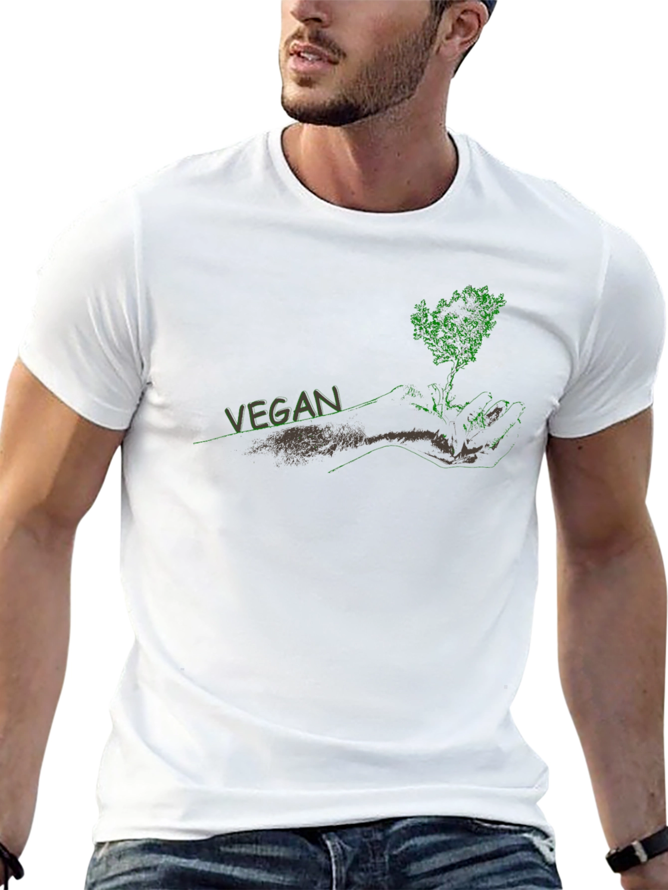 Vegan Tree Graphic Black T-Shirt