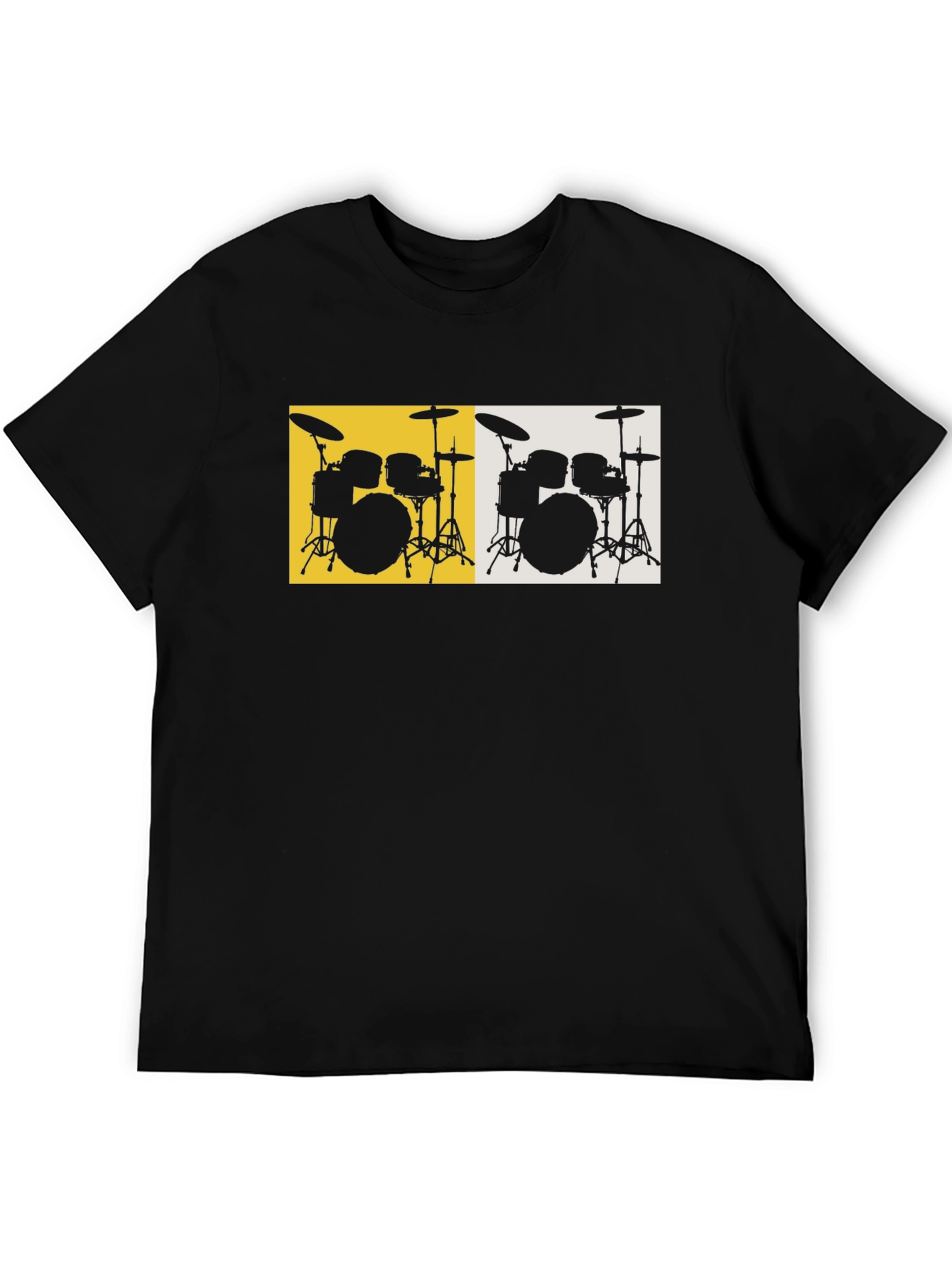 Drum Set Graphic Tee - Black Cotton T-Shirt