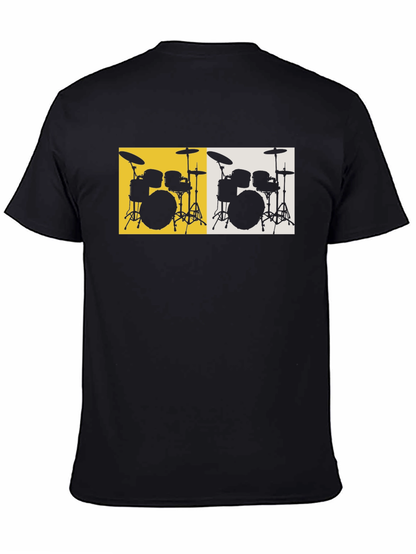 Drum Set Graphic Tee - Black Cotton T-Shirt