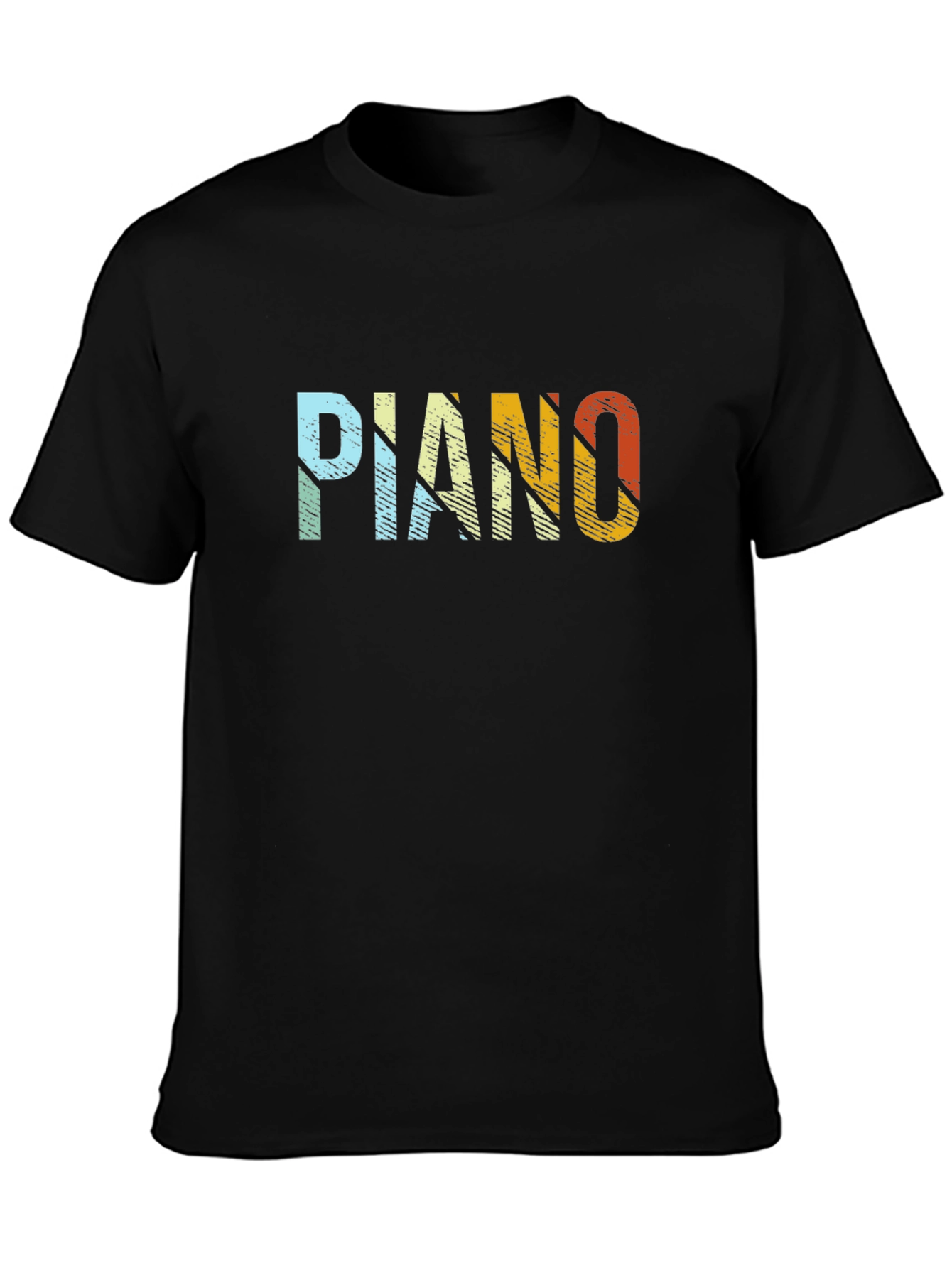 Retro PIANO Graphic Tee - Black Cotton Blend Shirt