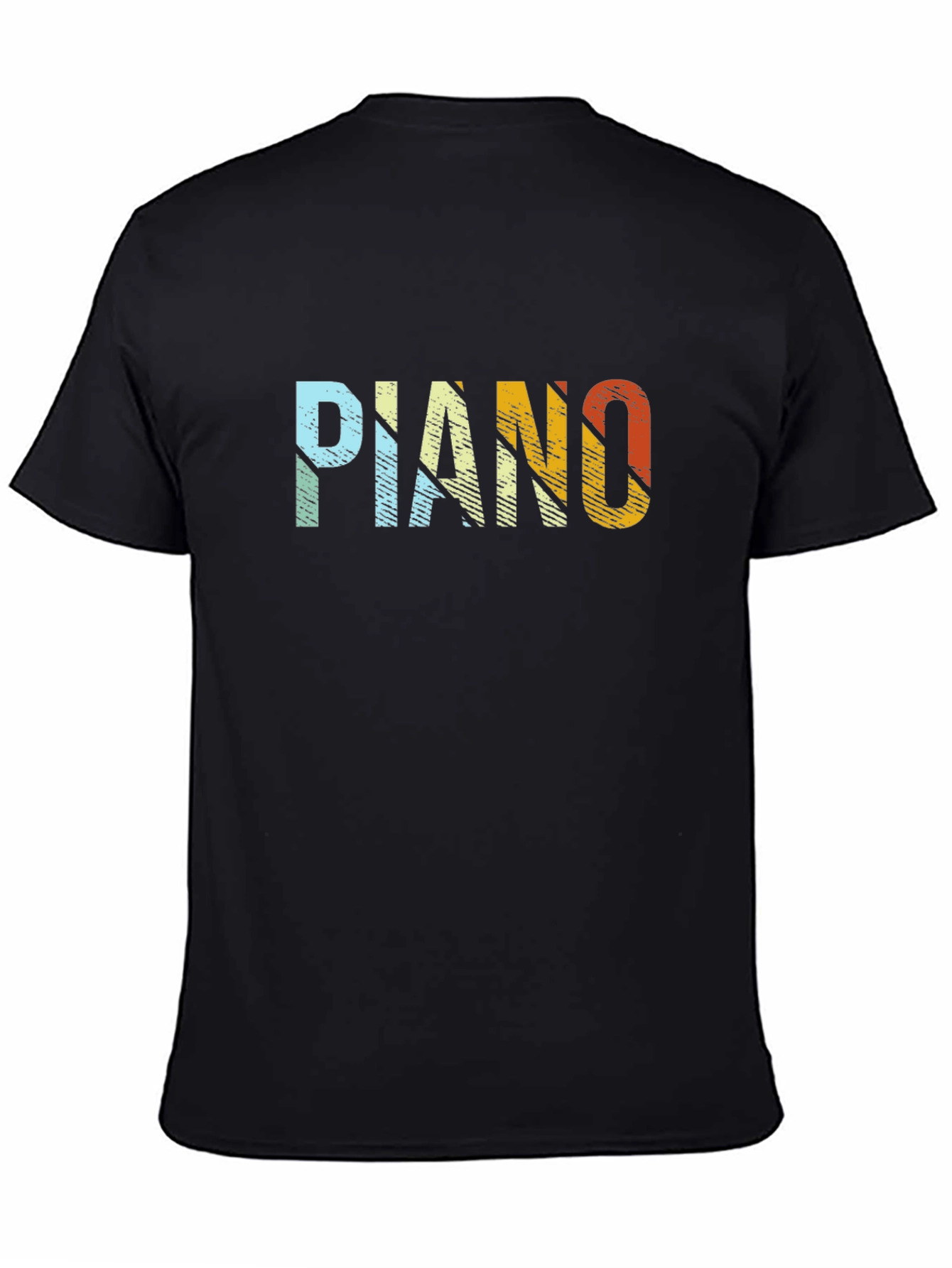 Retro PIANO Graphic Tee - Black Cotton Blend Shirt