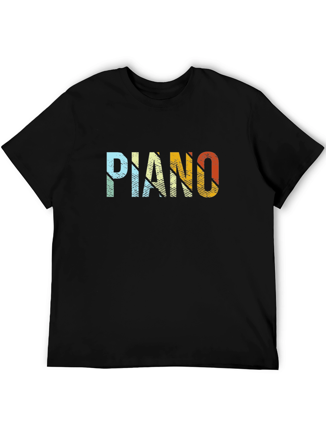 Retro PIANO Graphic Tee - Black Cotton Blend Shirt
