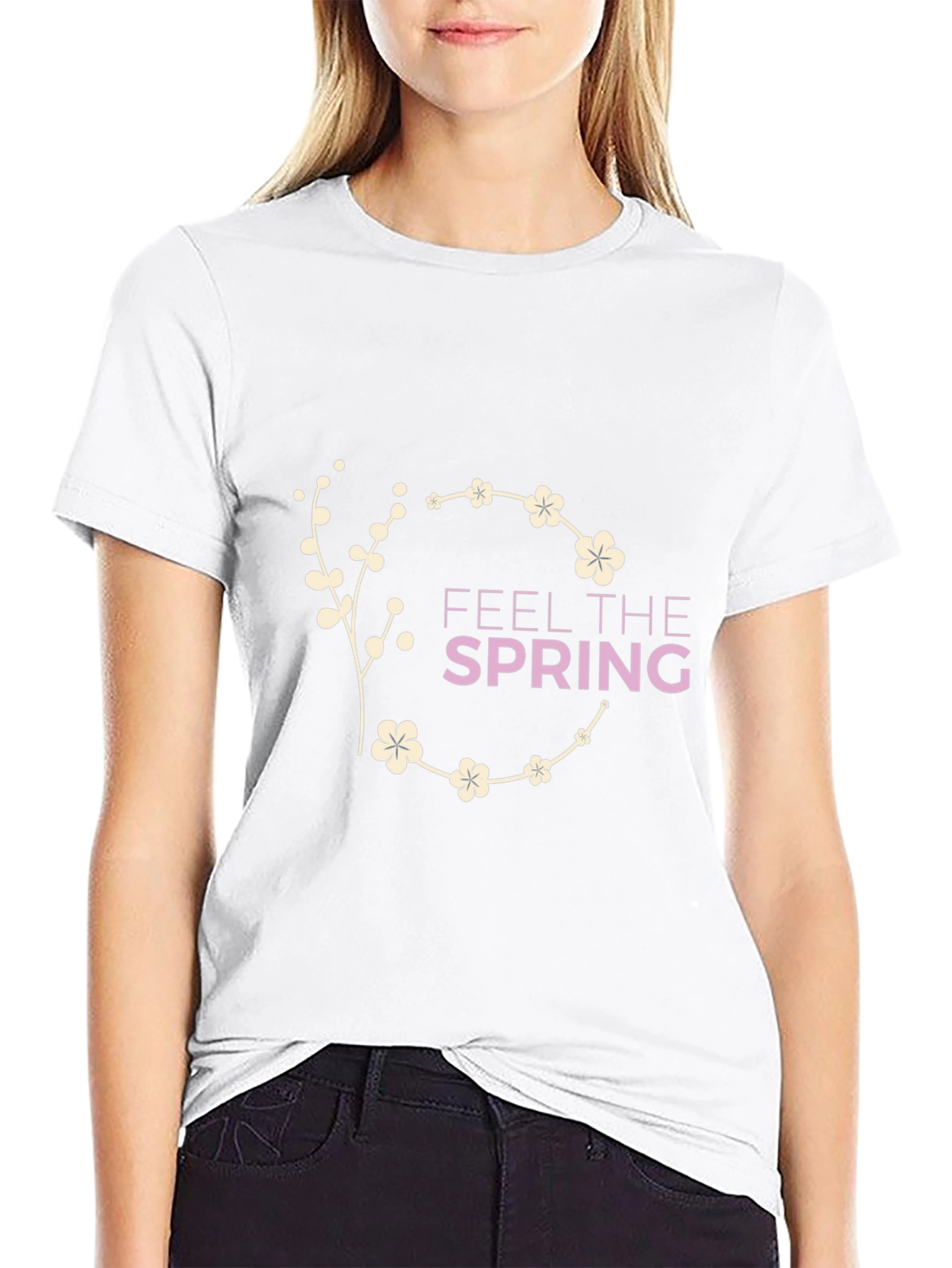 Feel The Spring Graphic Black T-Shirt