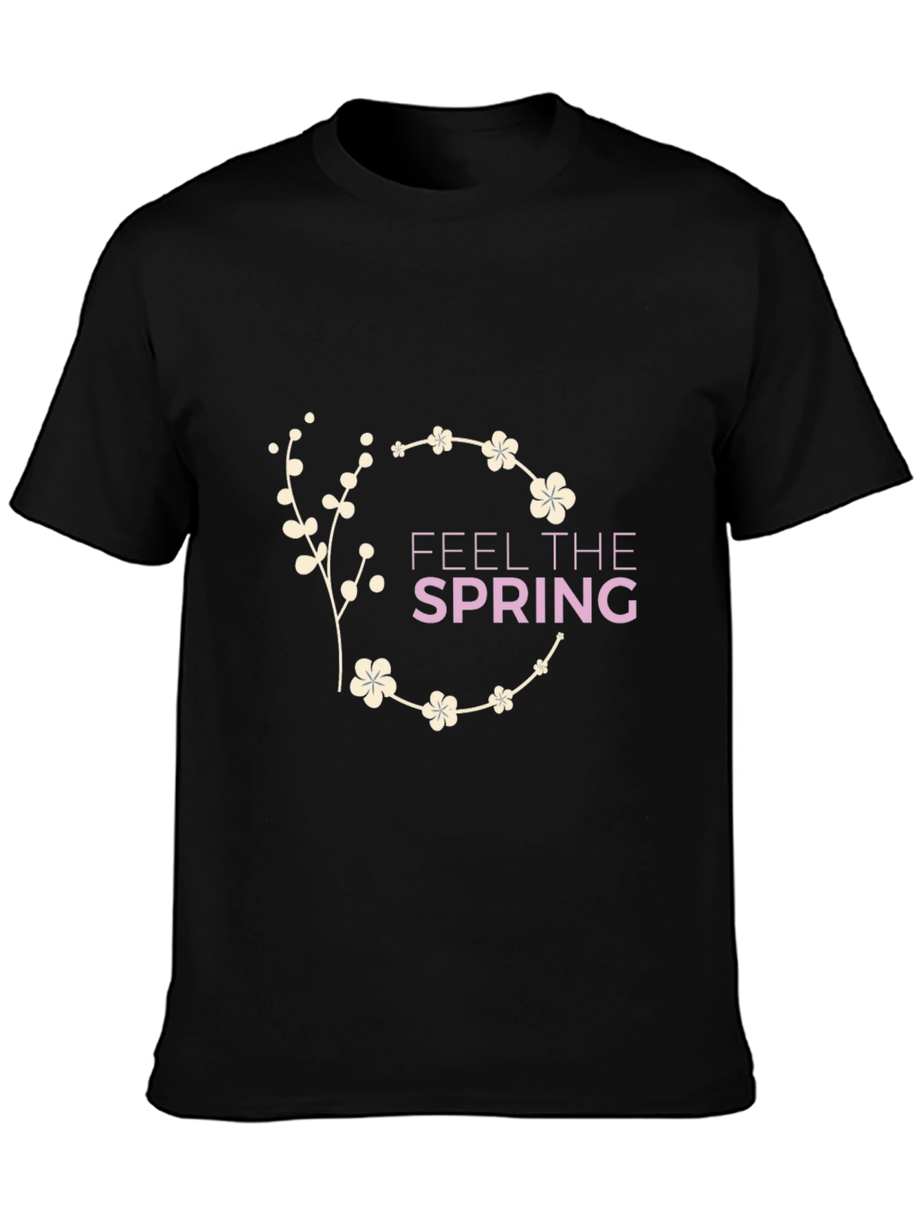 Feel The Spring Graphic Black T-Shirt