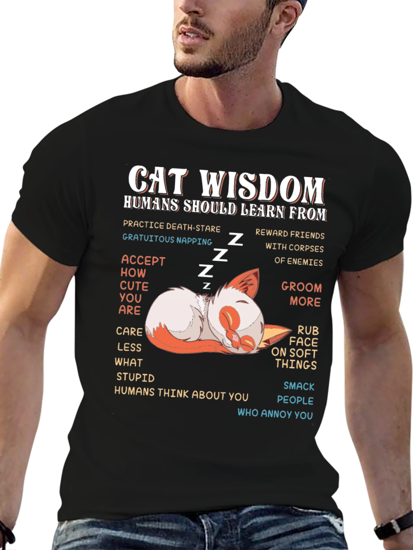 Cat Wisdom T-Shirt - Funny Feline Life Lessons