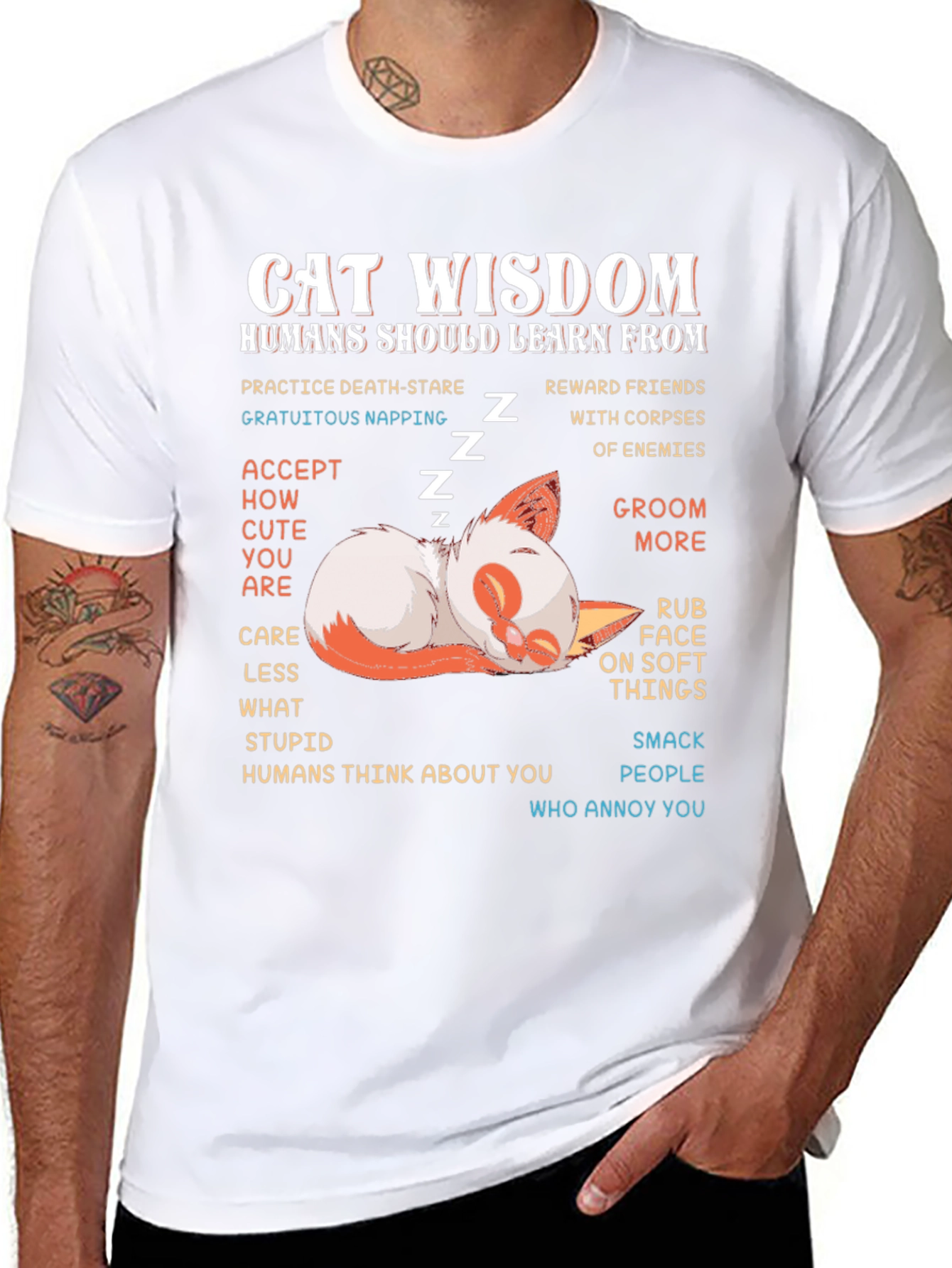 Cat Wisdom T-Shirt - Funny Feline Life Lessons