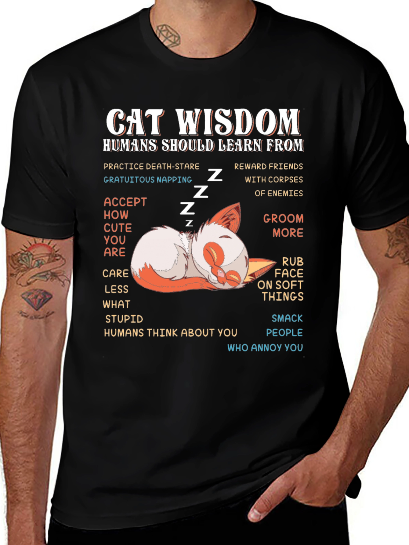 Cat Wisdom T-Shirt - Funny Feline Life Lessons
