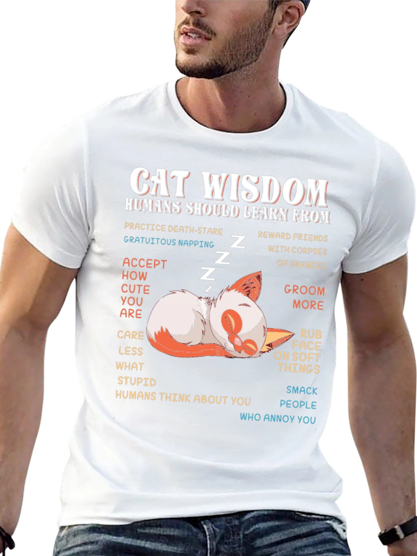 Cat Wisdom T-Shirt - Funny Feline Life Lessons