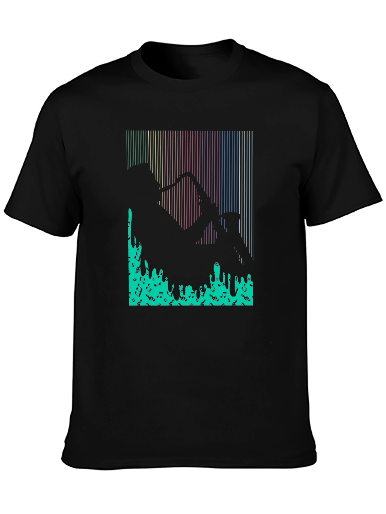 Saxophone Music Notes Graphic Print T-Shirt