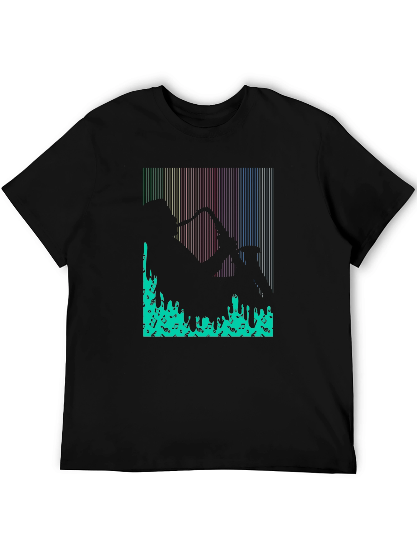 Saxophone Music Notes Graphic Print T-Shirt