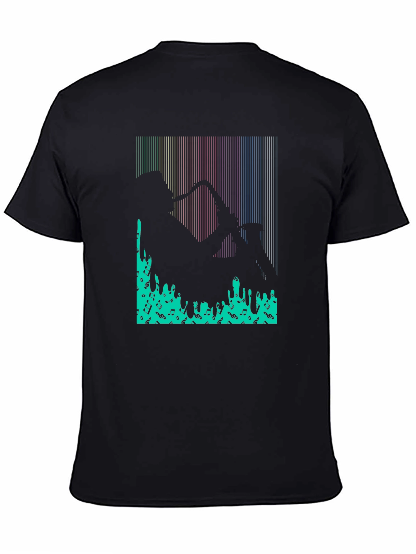 Saxophone Music Notes Graphic Print T-Shirt