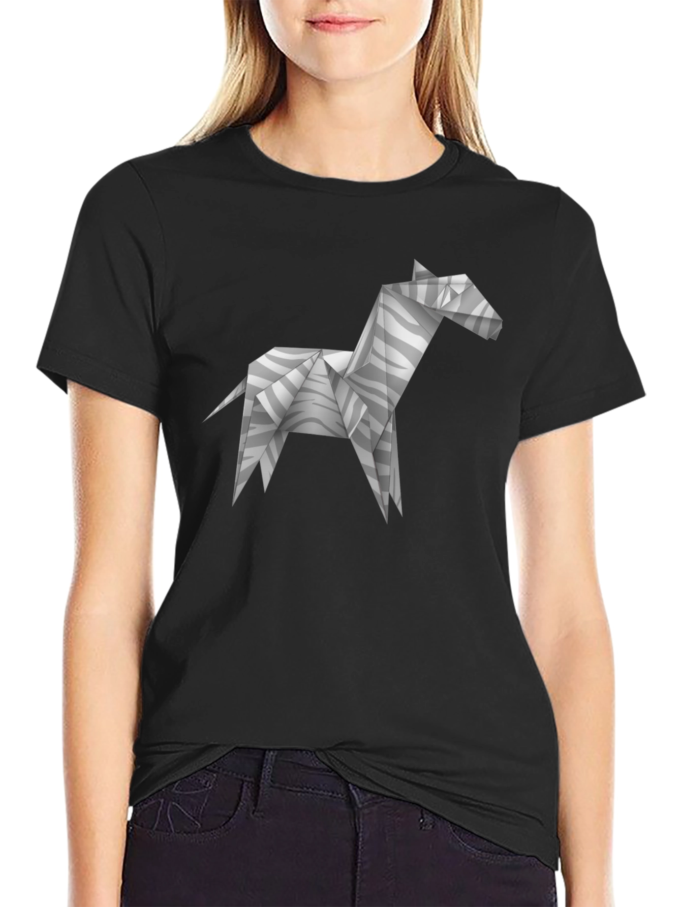 Origami Zebra T-Shirt - Geometric Animal Print