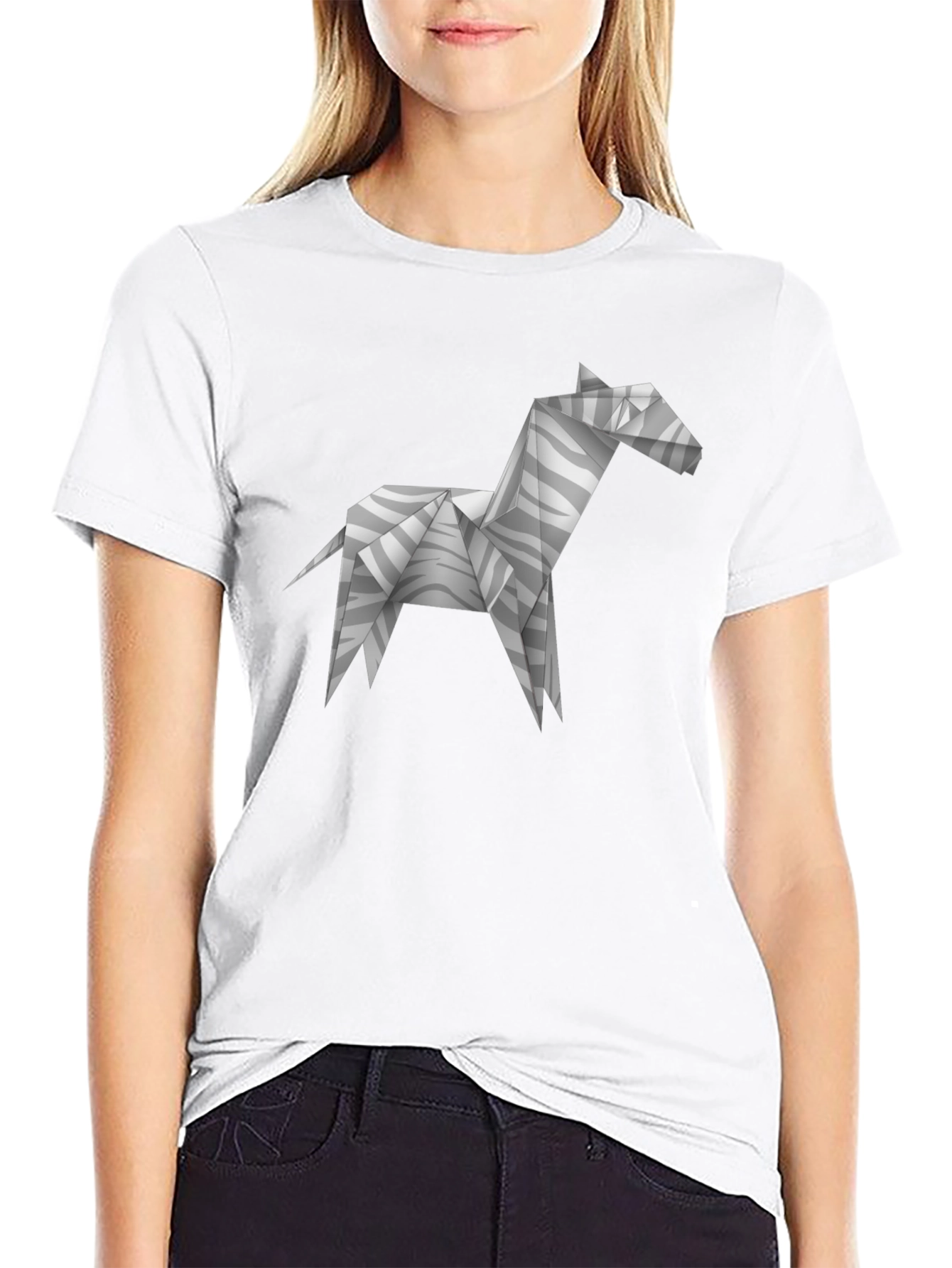 Origami Zebra T-Shirt - Geometric Animal Print
