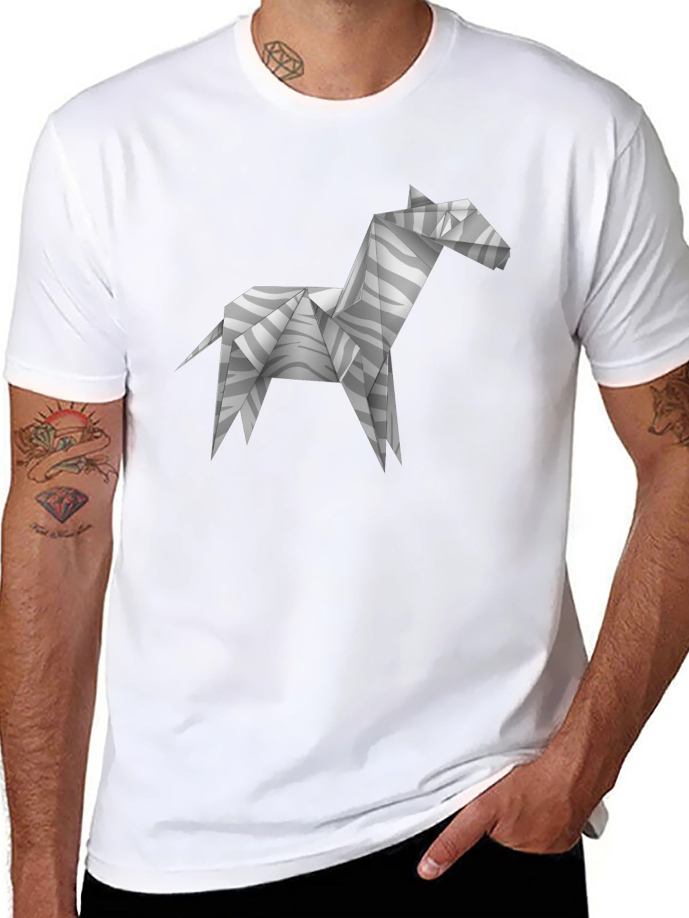Origami Zebra T-Shirt - Geometric Animal Print