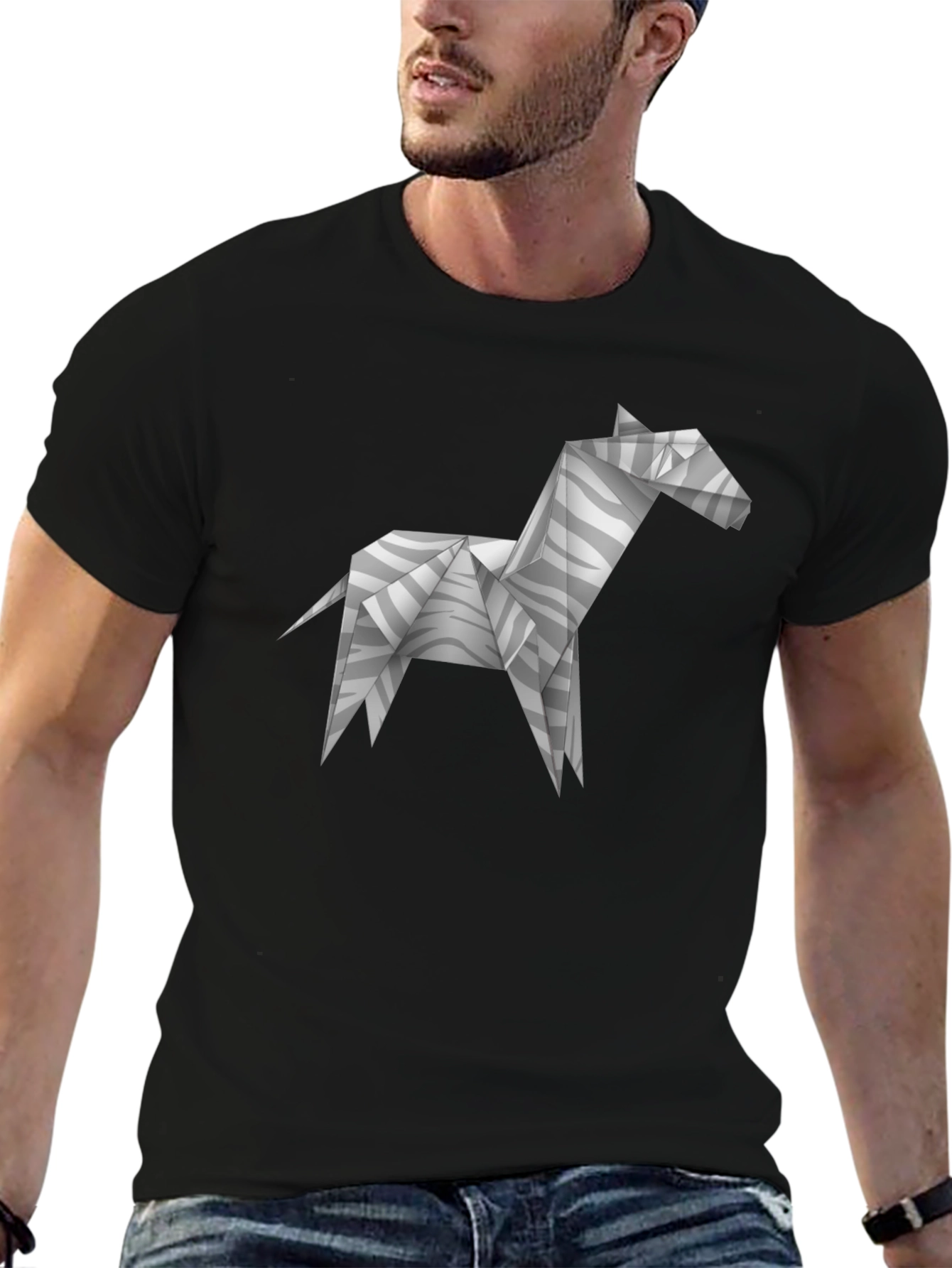 Origami Zebra T-Shirt - Geometric Animal Print