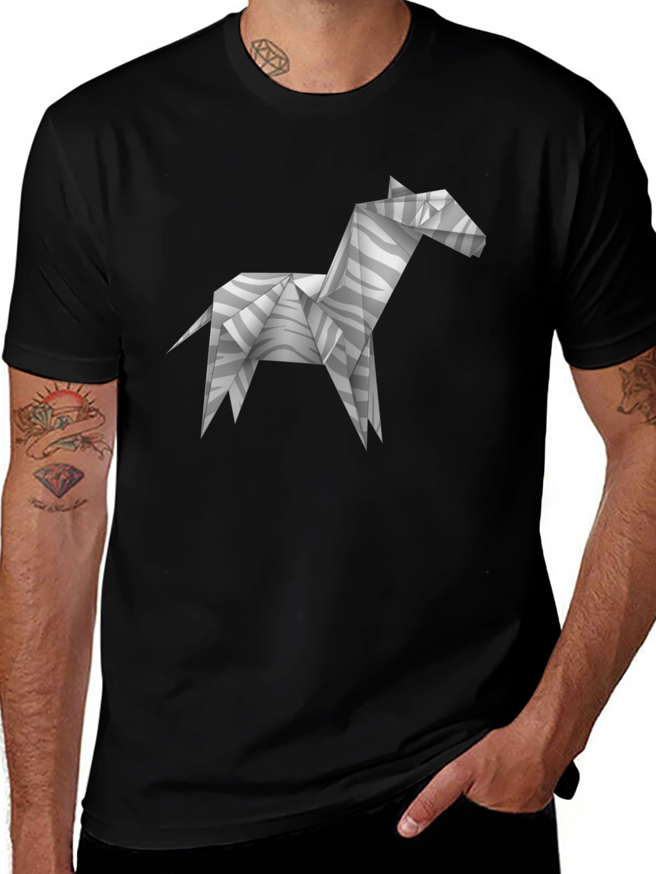 Origami Zebra T-Shirt - Geometric Animal Print
