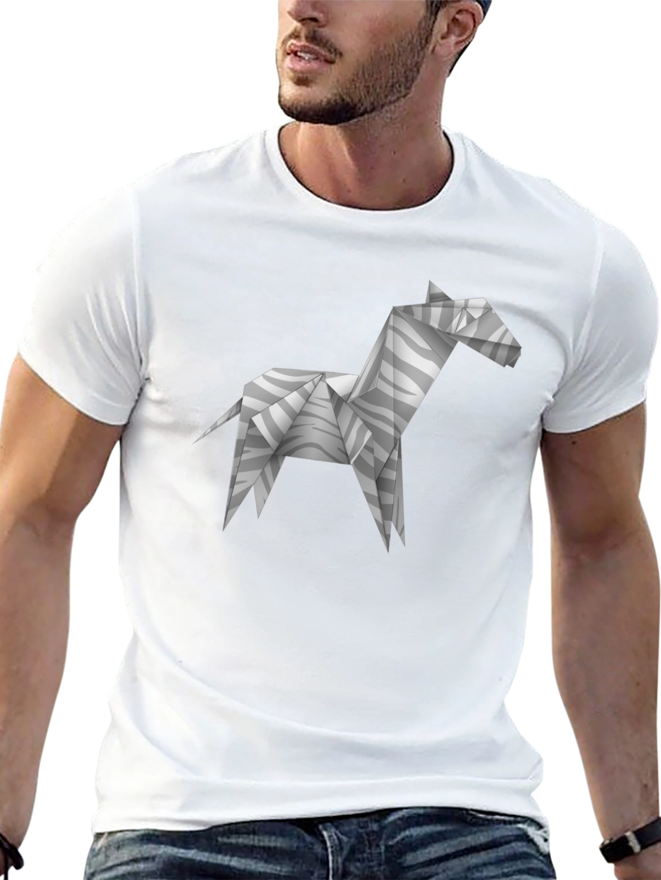 Origami Zebra T-Shirt - Geometric Animal Print