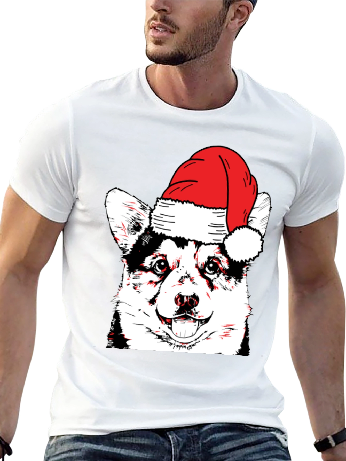 Festive Dog T-Shirt - Holiday Husky