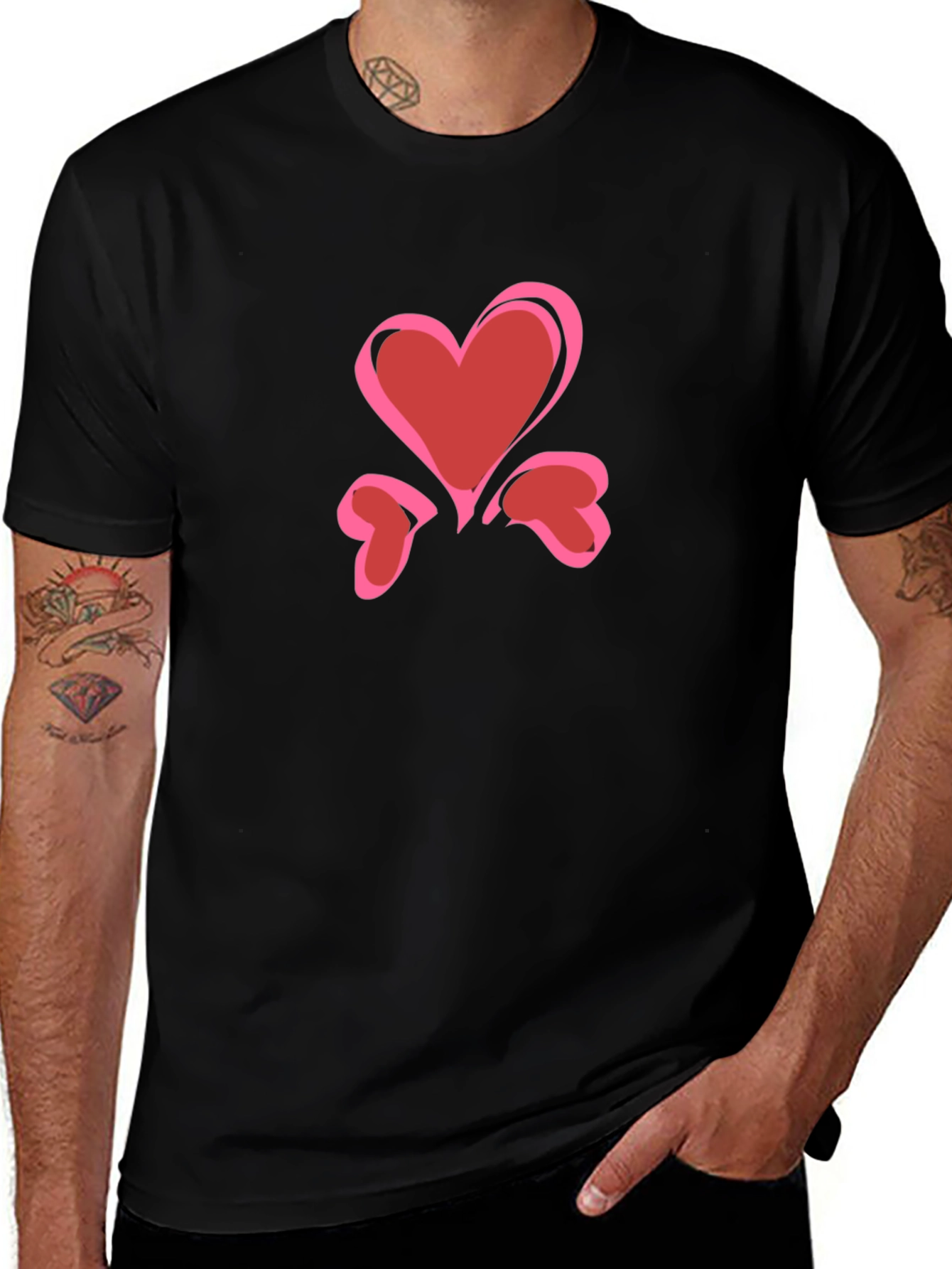 Heart Graphic Black T-Shirt | Love Tee