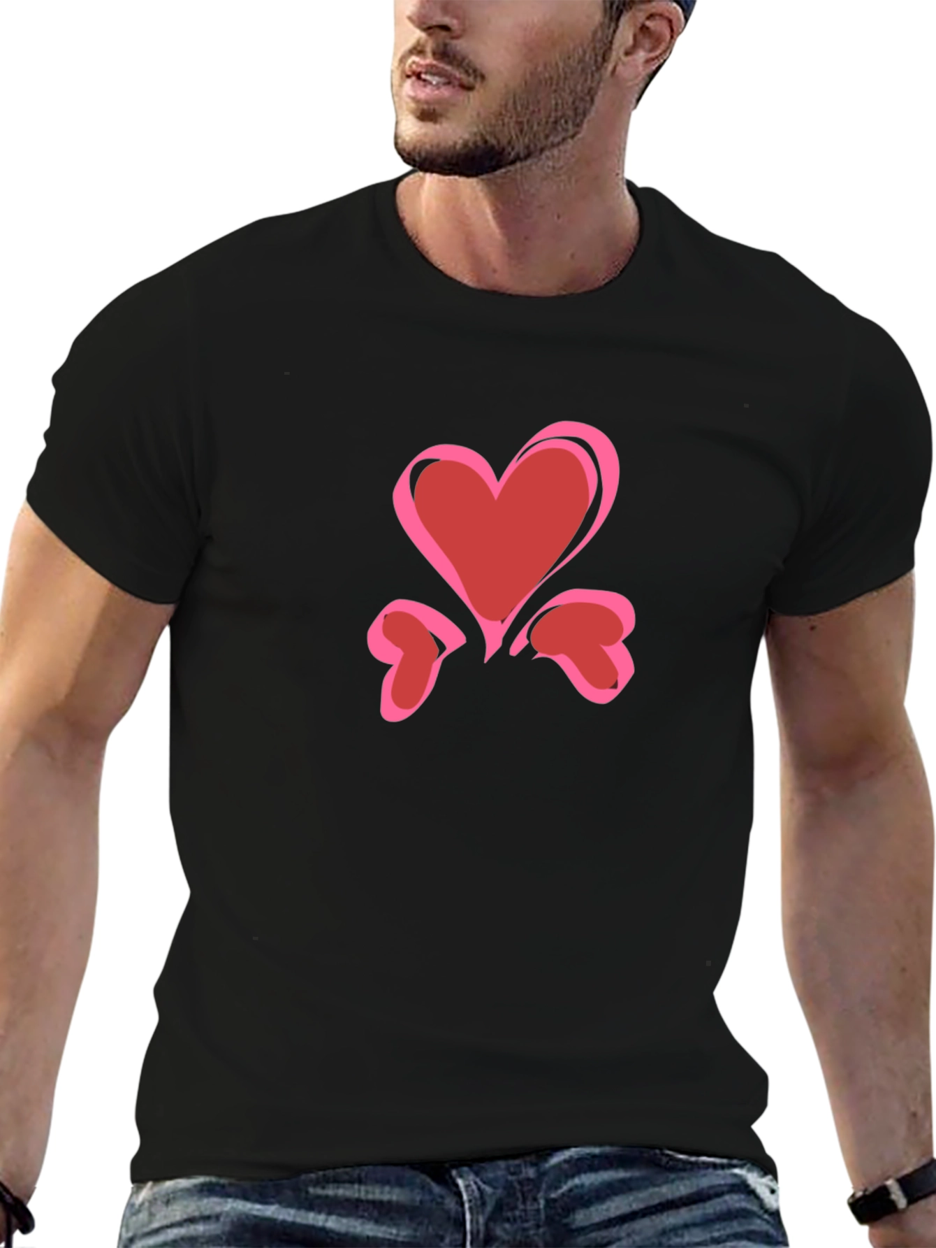 Heart Graphic Black T-Shirt | Love Tee