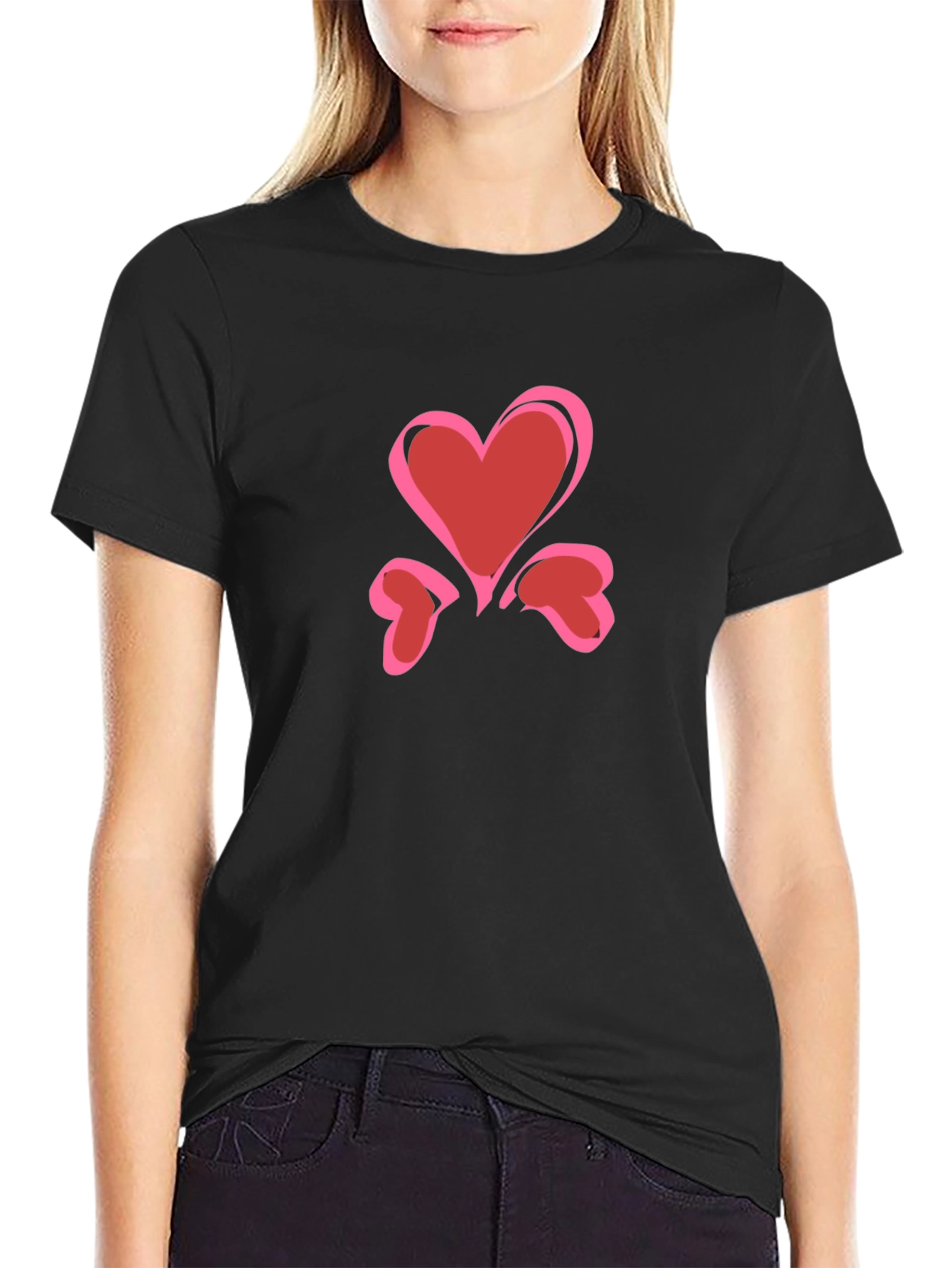 Heart Graphic Black T-Shirt | Love Tee