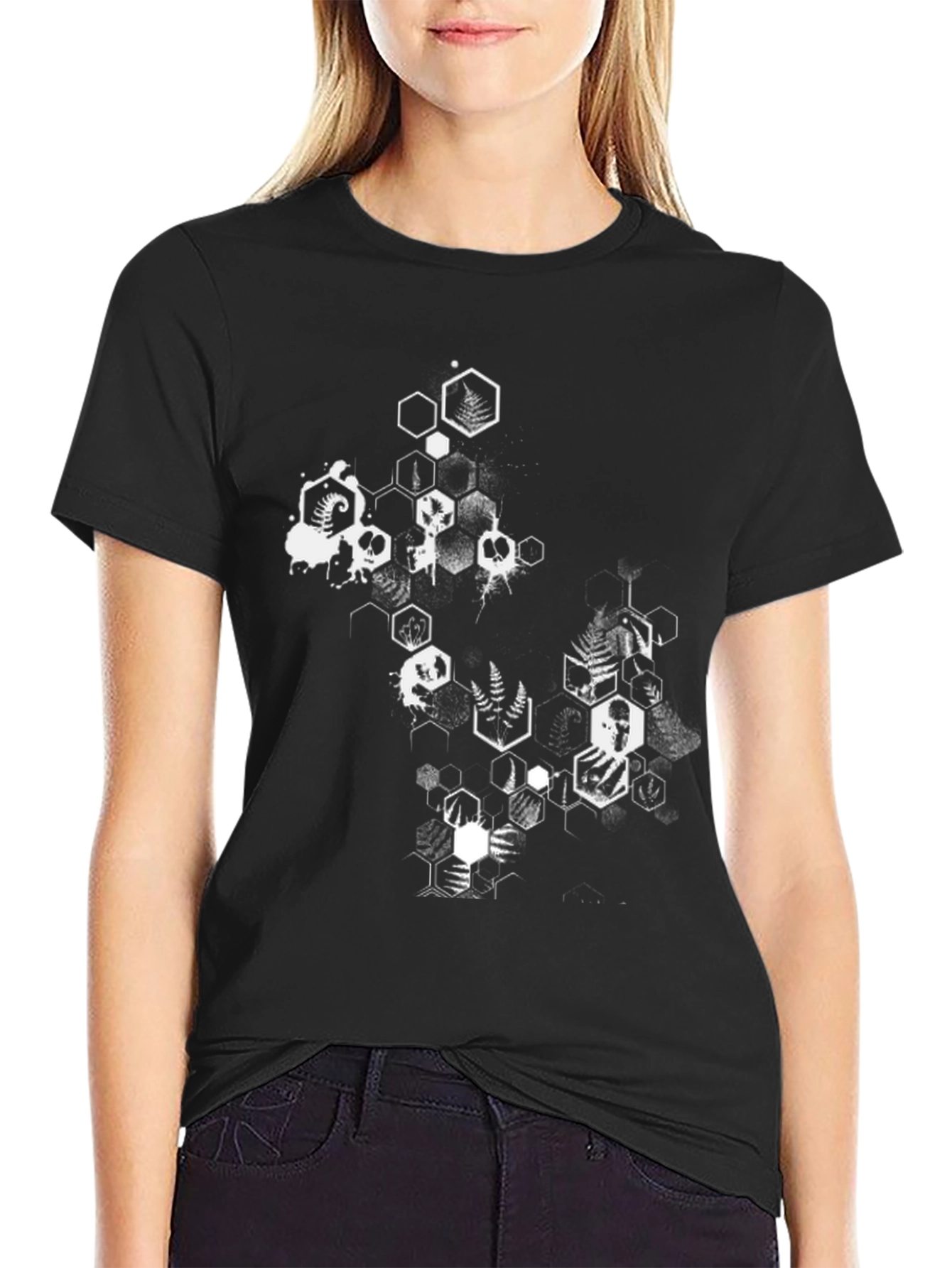 Geometric Skull Graphic Tee - Mens Black T-Shirt