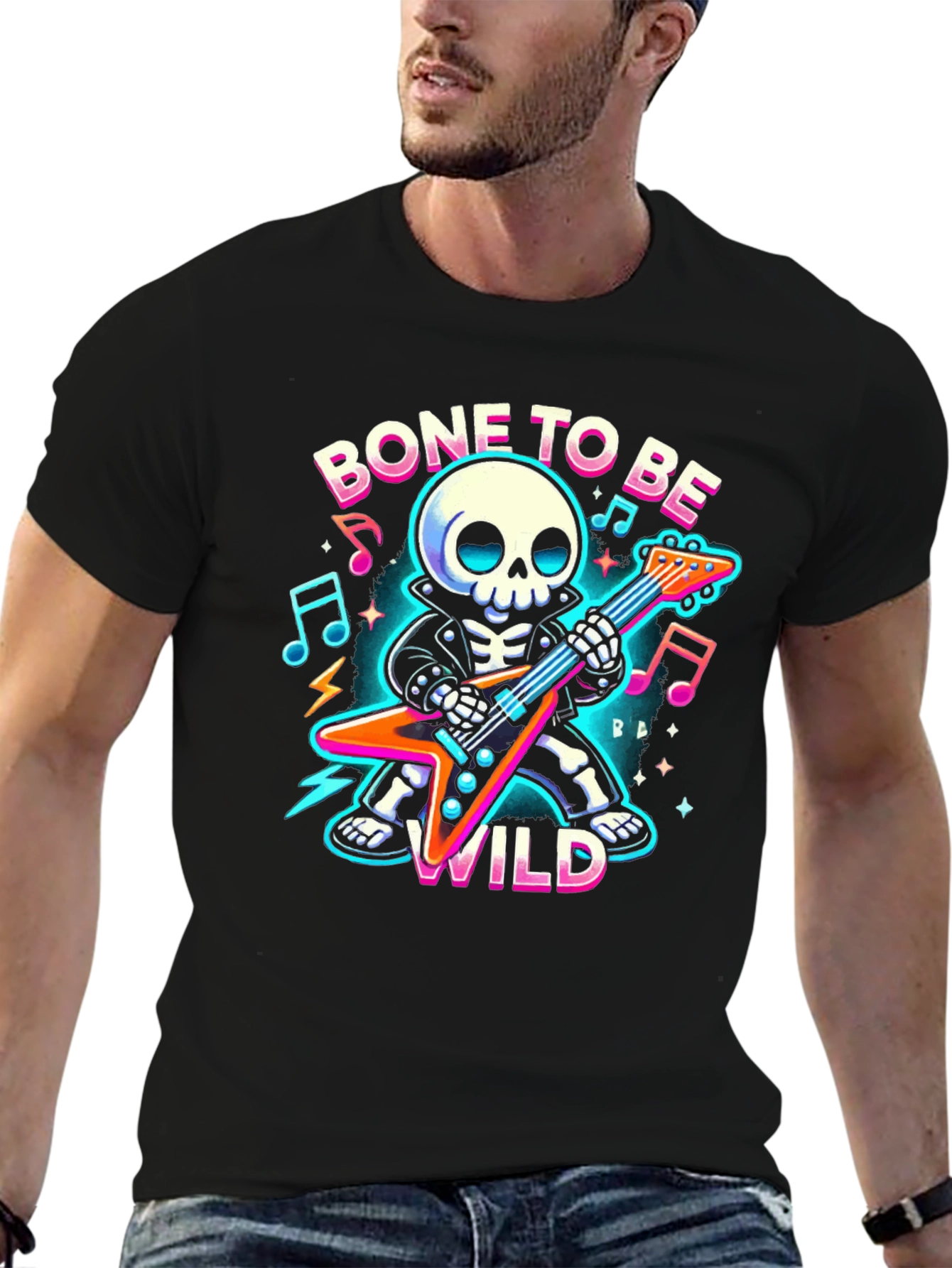 Bone to Be Wild Skeleton Guitarist T-Shirt