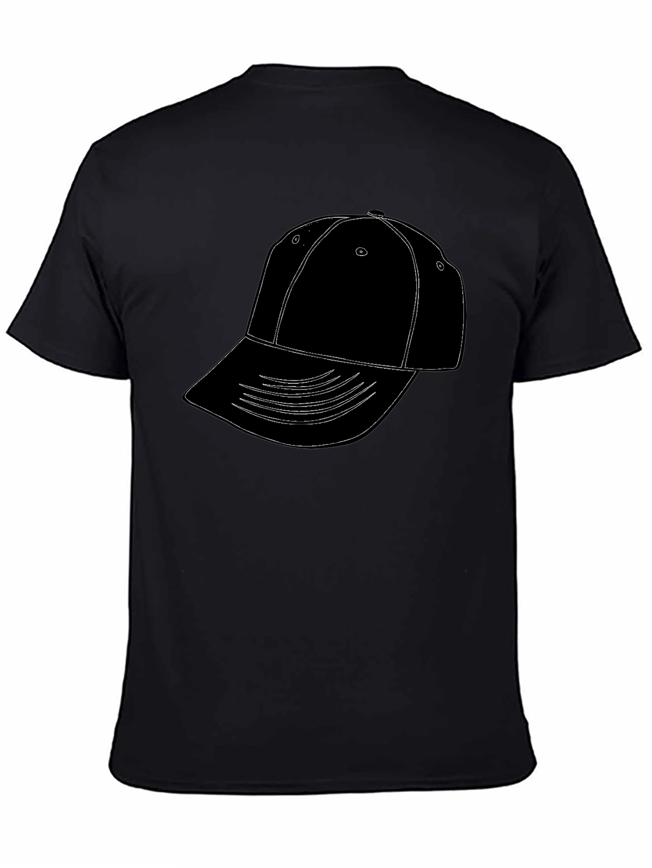 Mens Black T-Shirt with Hat Graphic