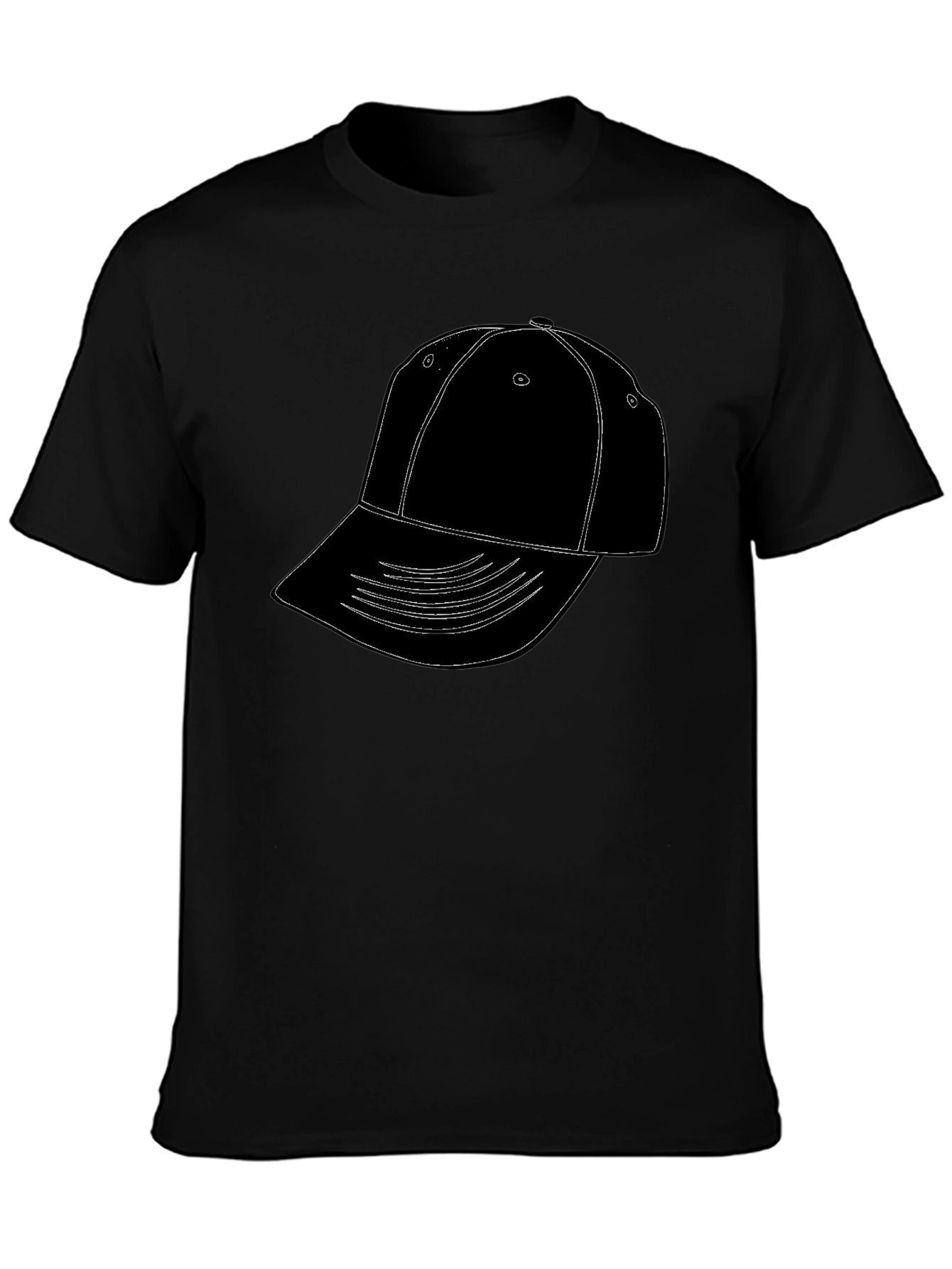 Mens Black T-Shirt with Hat Graphic