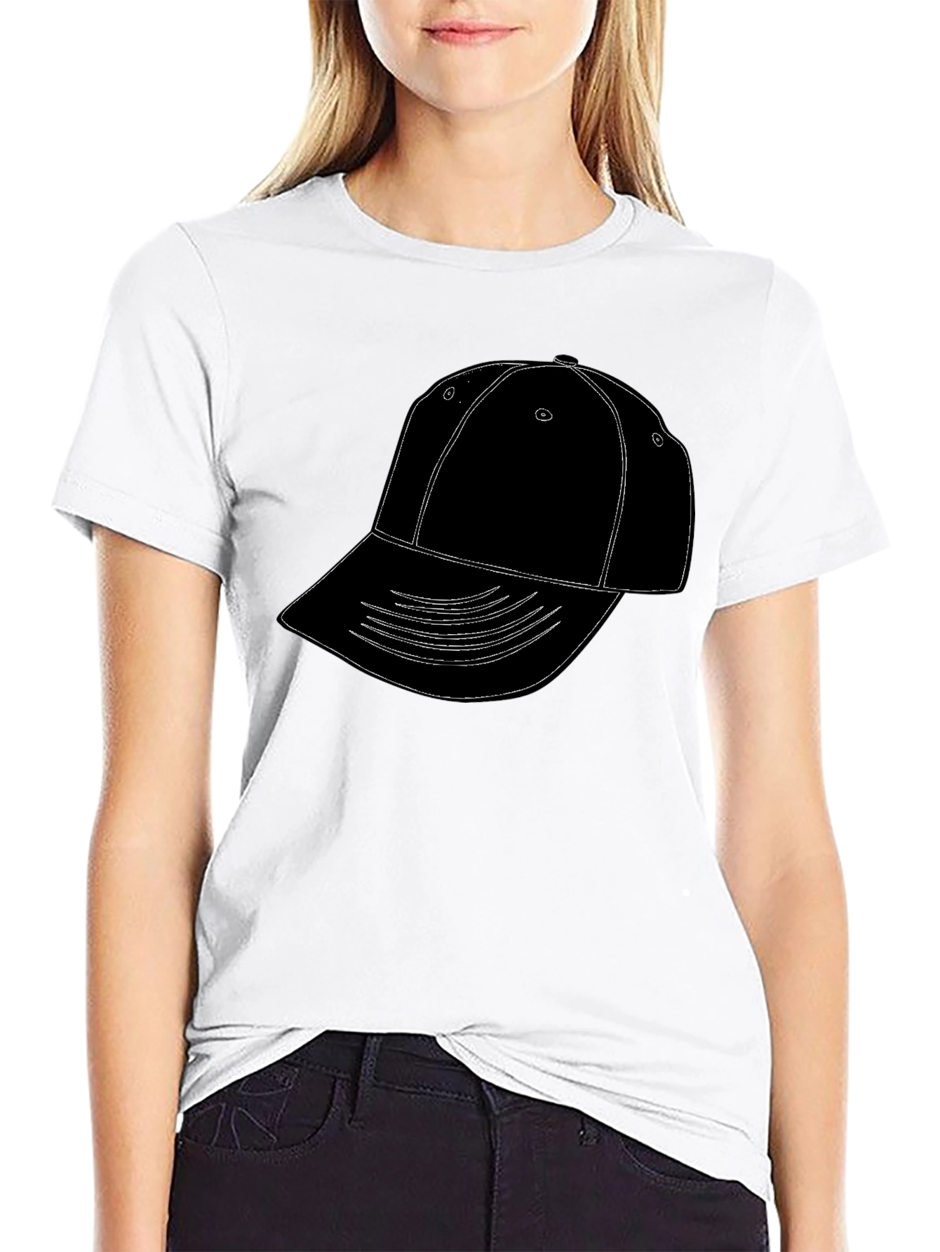 Mens Black T-Shirt with Hat Graphic
