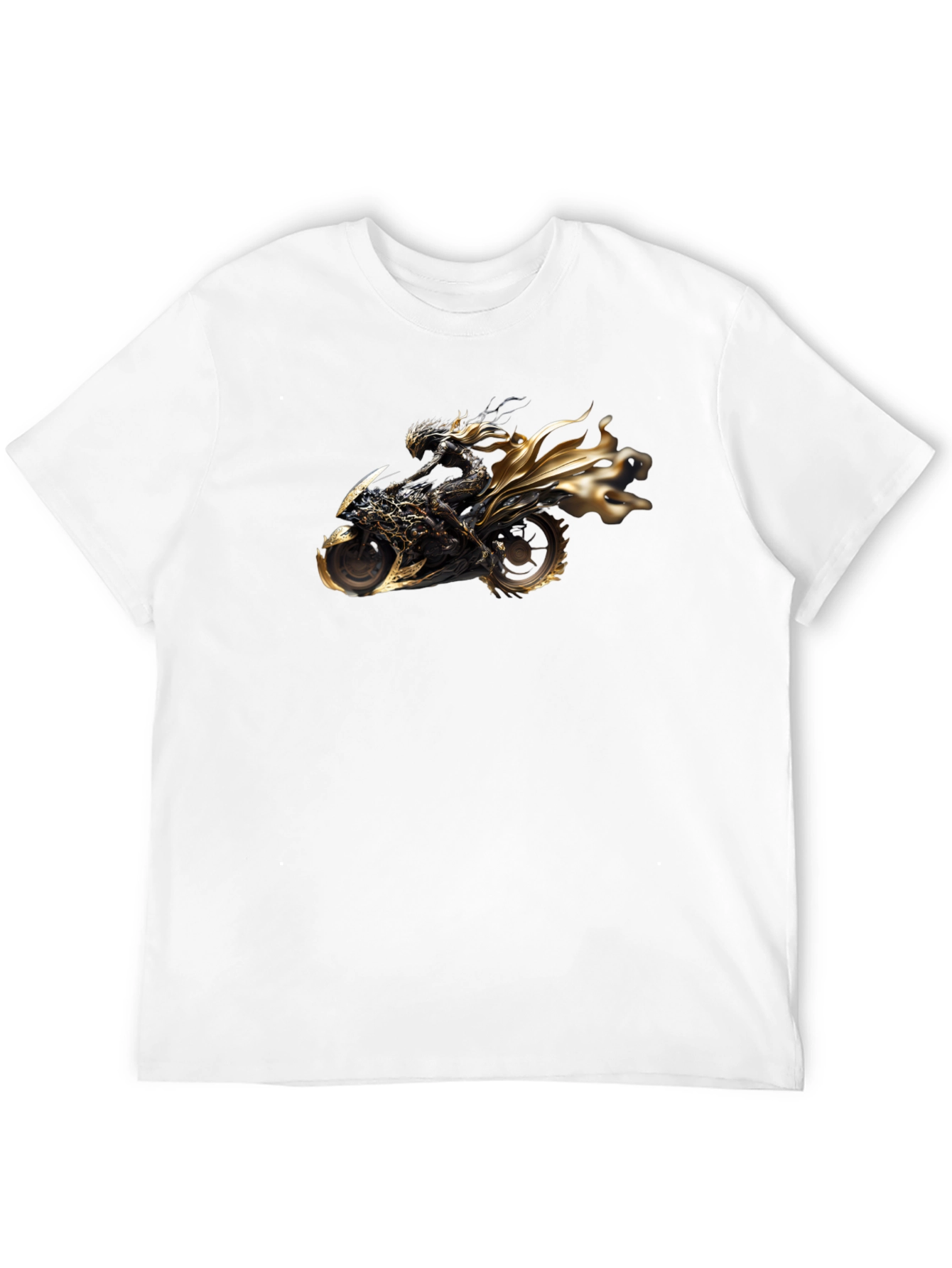 Black T-Shirt with Motorcycle Rider Graphic