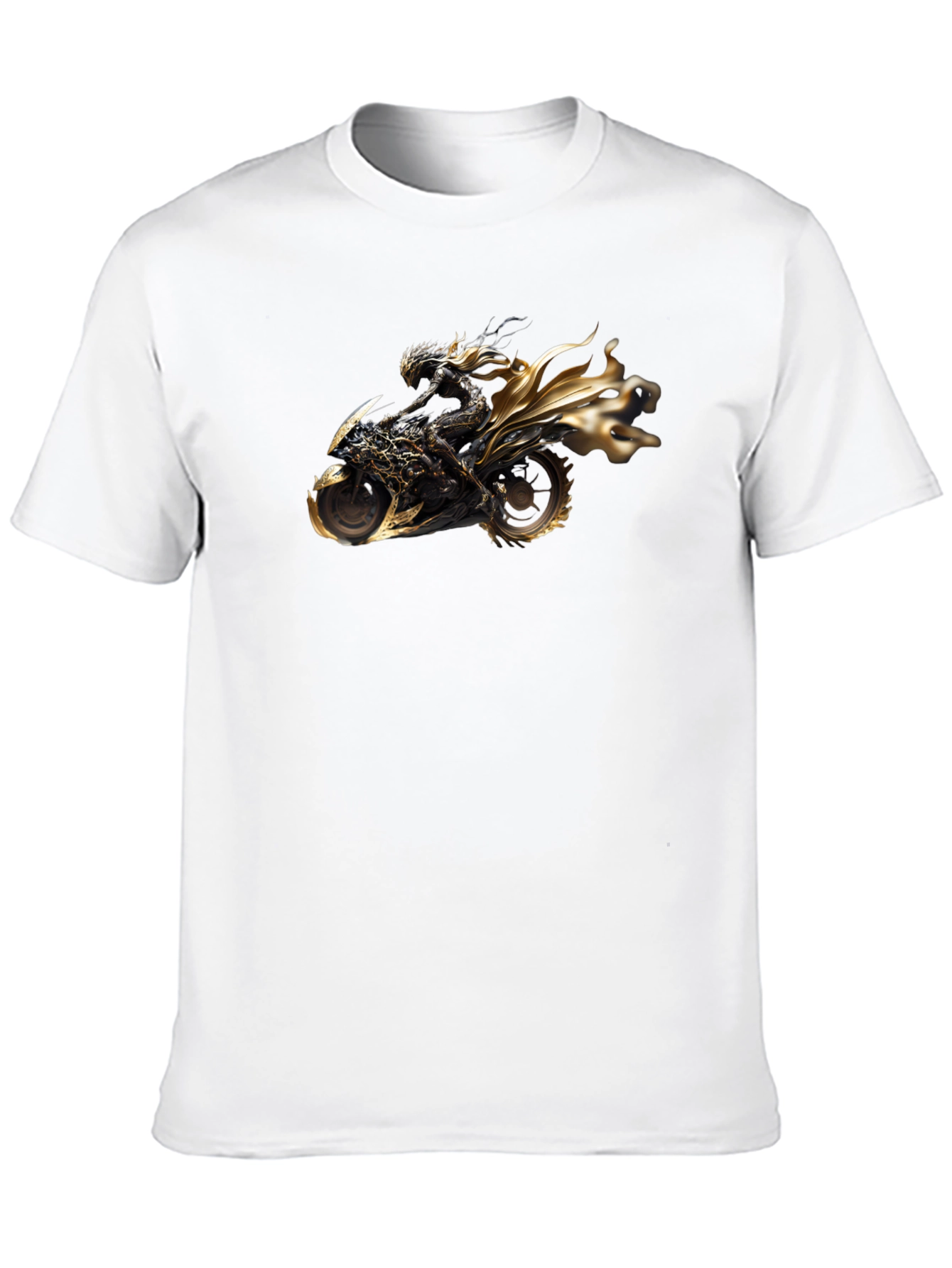 Black T-Shirt with Motorcycle Rider Graphic