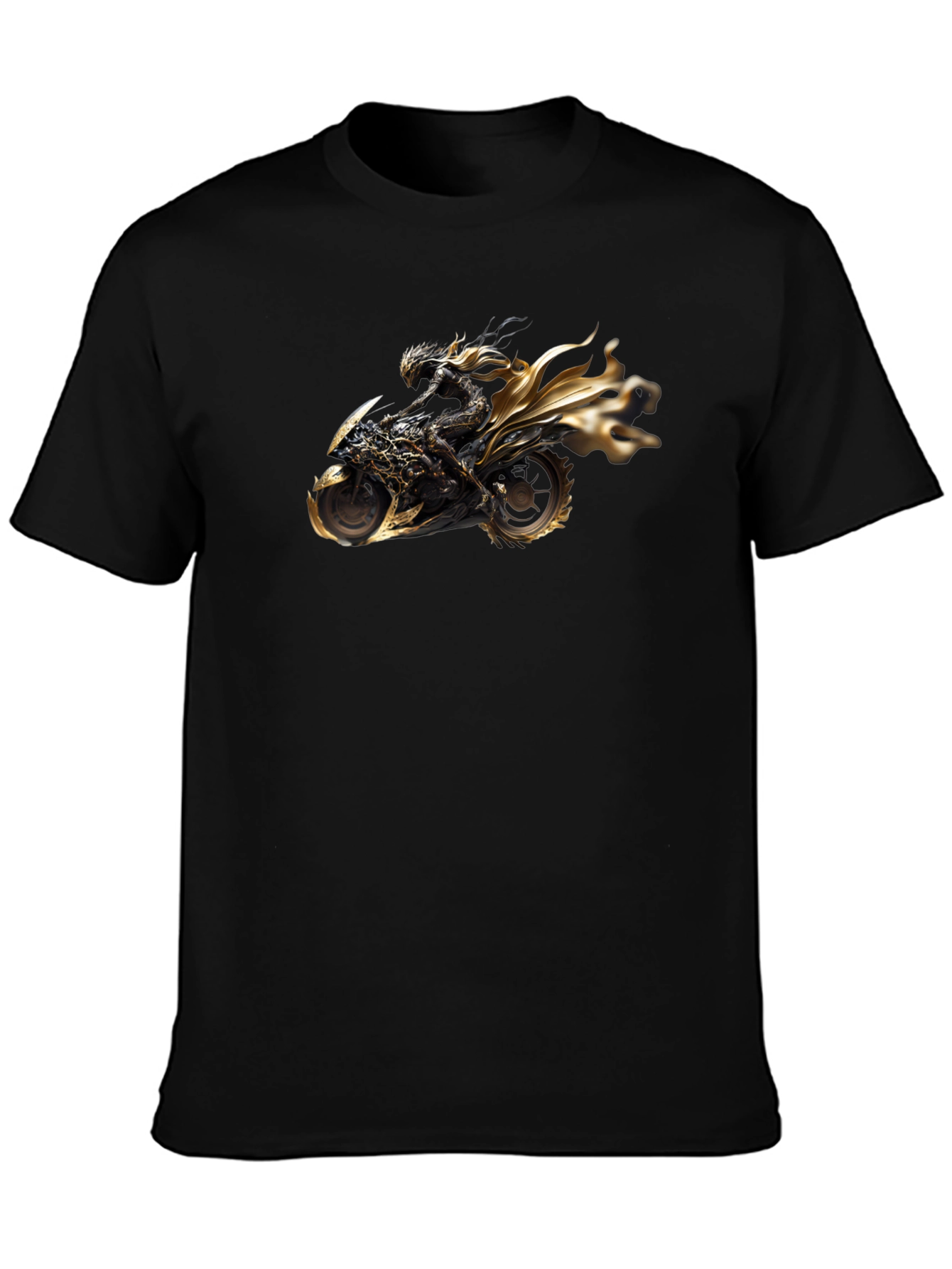 Black T-Shirt with Motorcycle Rider Graphic